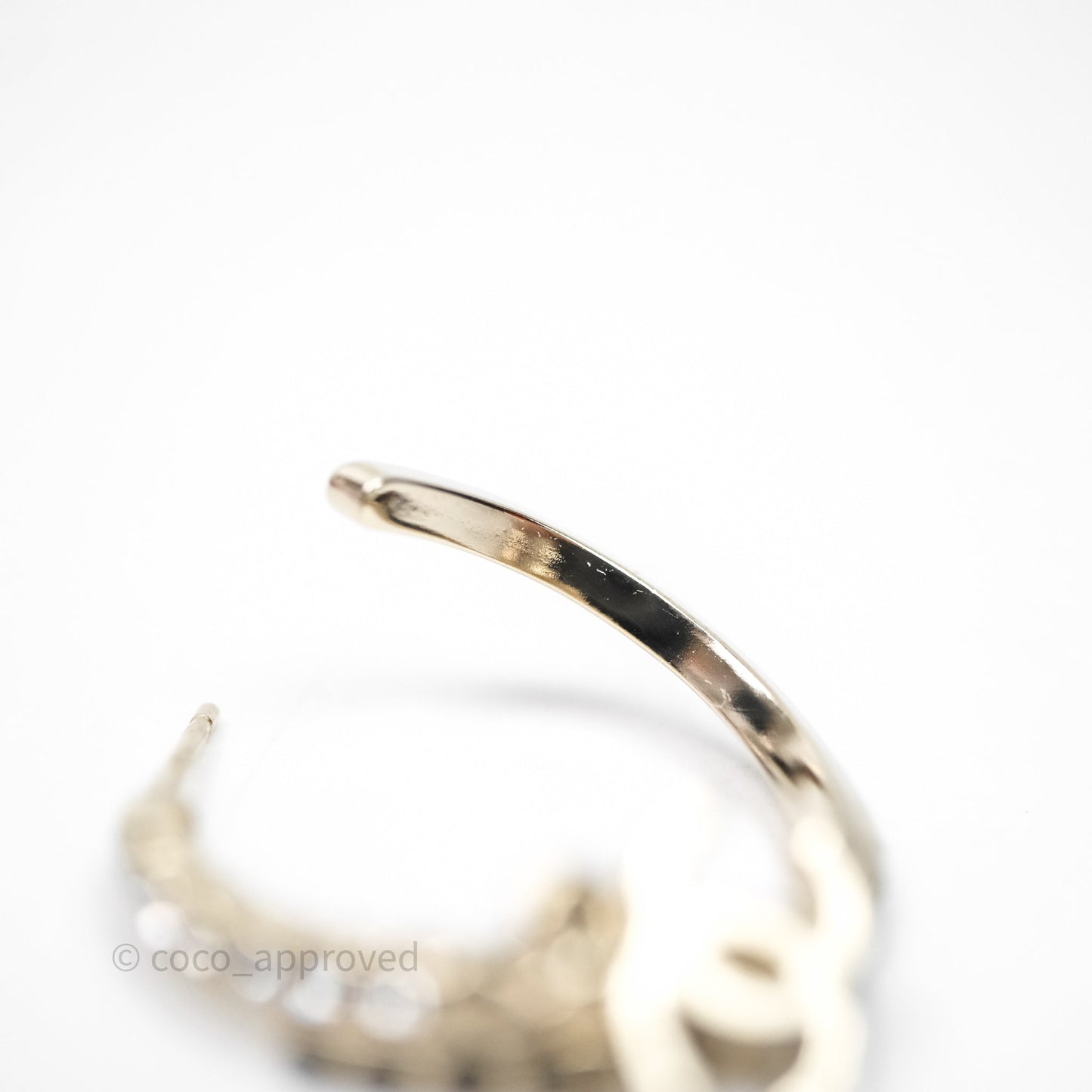 Chanel CC Crystals Double Hoop Gold Tone