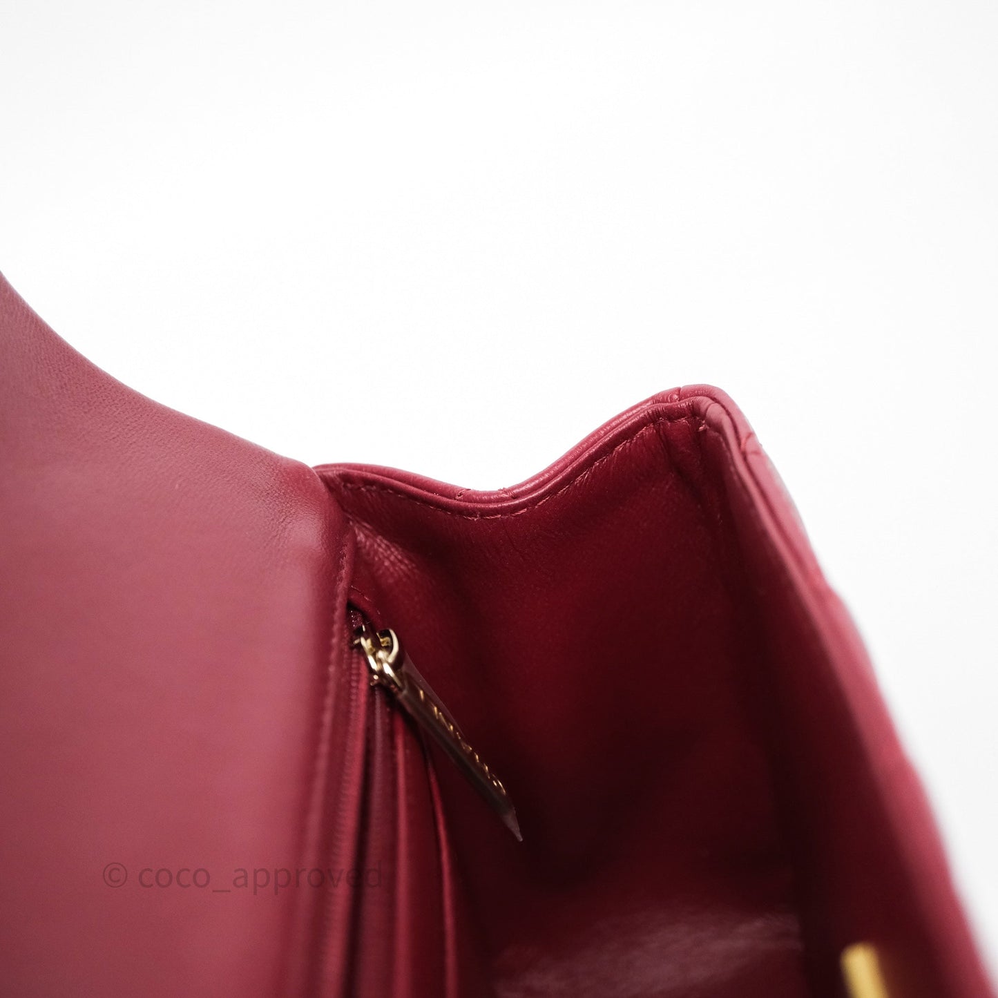 Chanel Top Handle Mini Rectangular Flap Dark Red Lambskin Gold Hardware