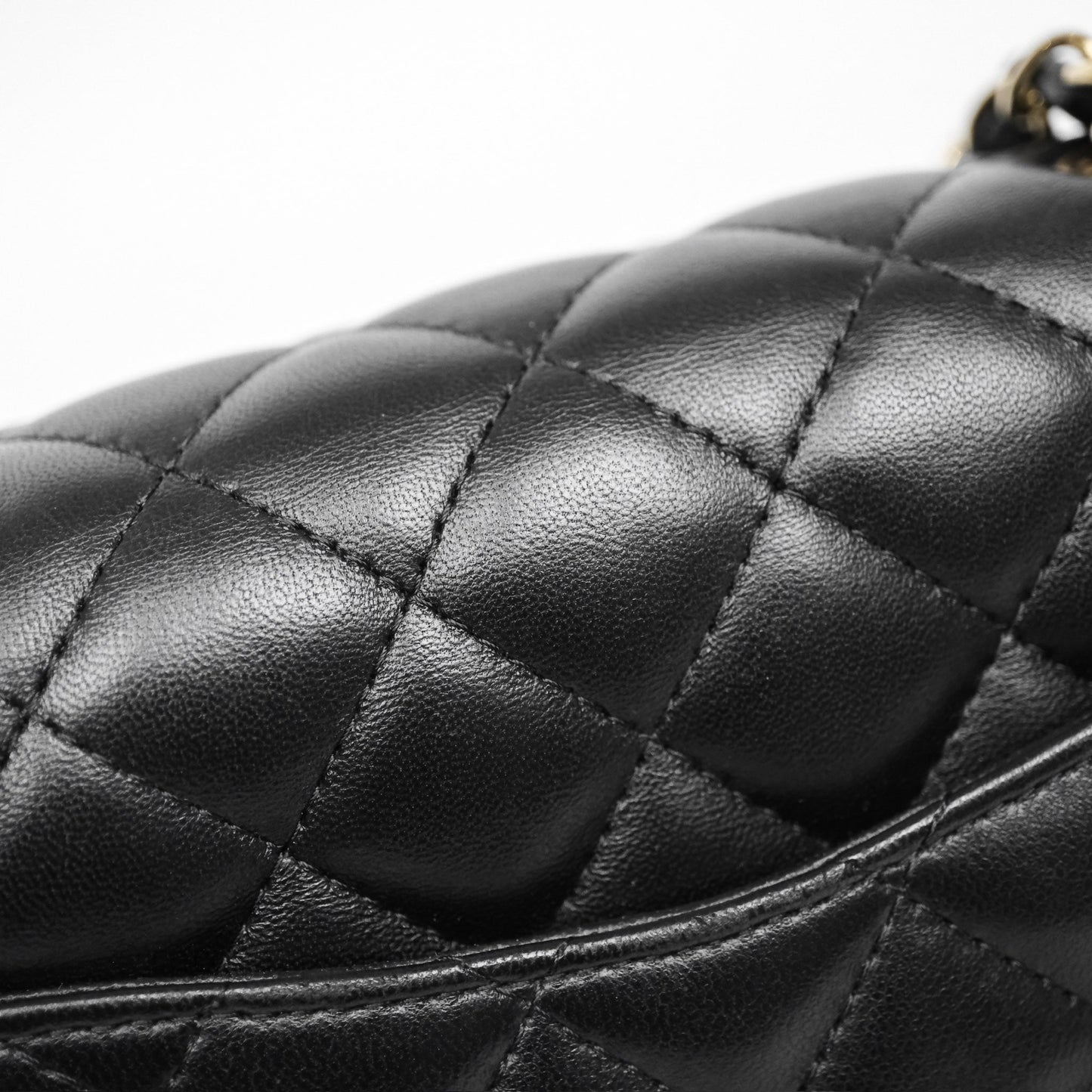Chanel Mini Square Quilted Black Lambskin Gold Hardware