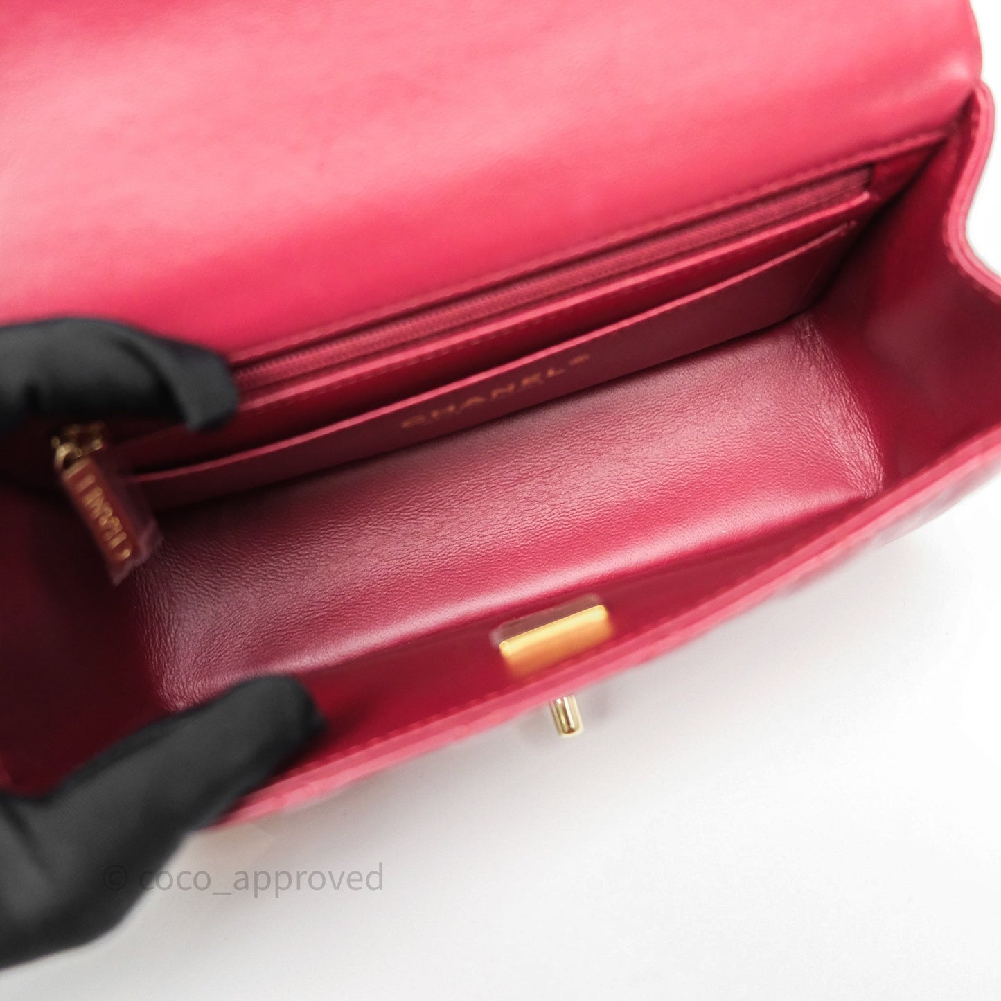 Chanel Top Handle Mini Rectangular Flap Dark Red Lambskin Gold Hardware