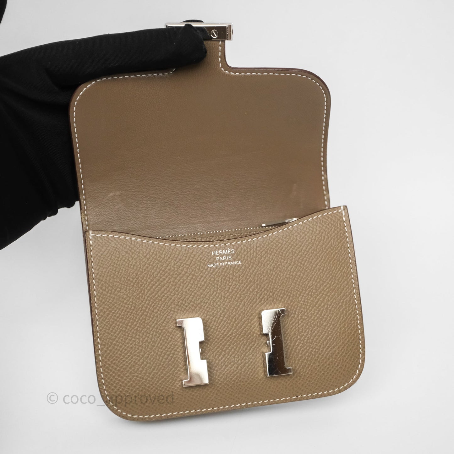 Hermès Constance Slim Wallet Etoupe 18 Epsom Palladium Hardware