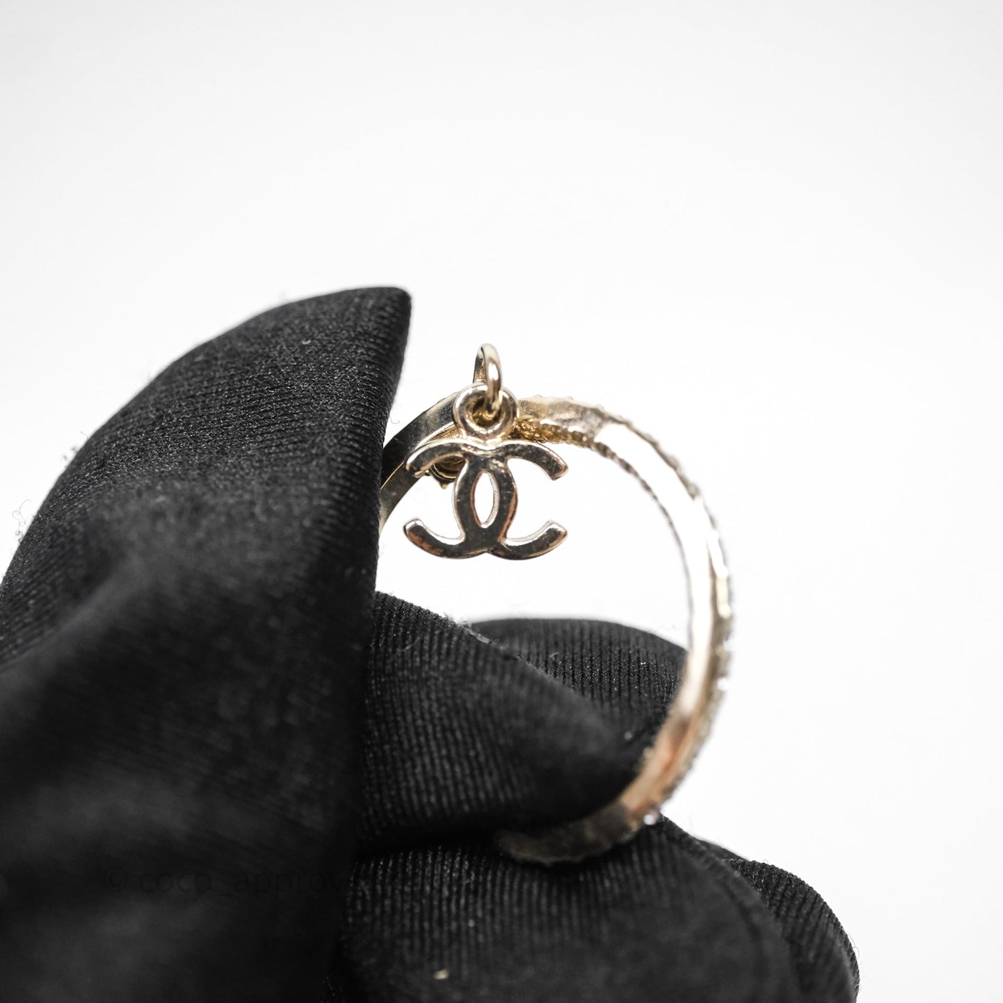 Chanel CC Crystals Double Hoop Gold Tone