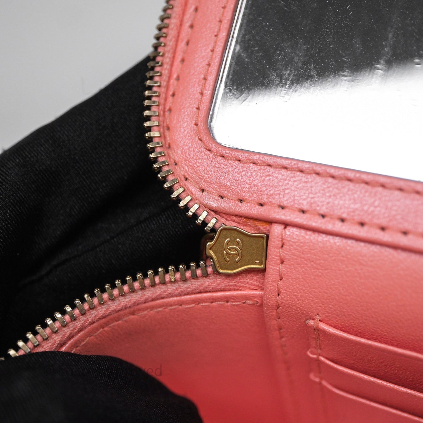 Chanel Quilted Vanity With Chain Pink Gold Hardware