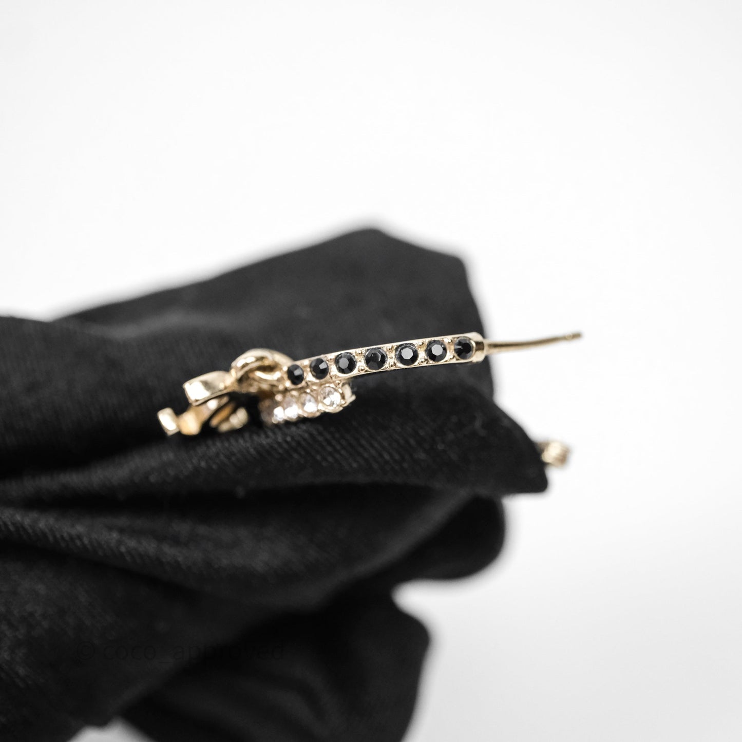 Chanel CC Crystals Double Hoop Gold Tone