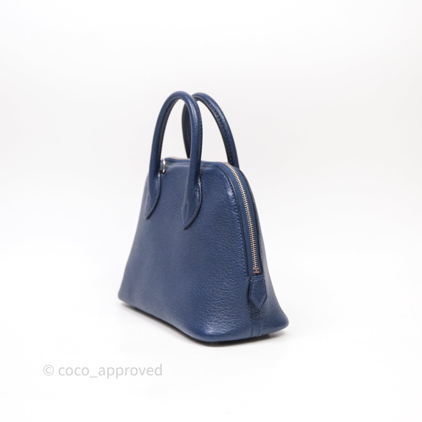 Hermès Bolide Mini 1923 Bleu Chèvre Mysore Palladium Hardware