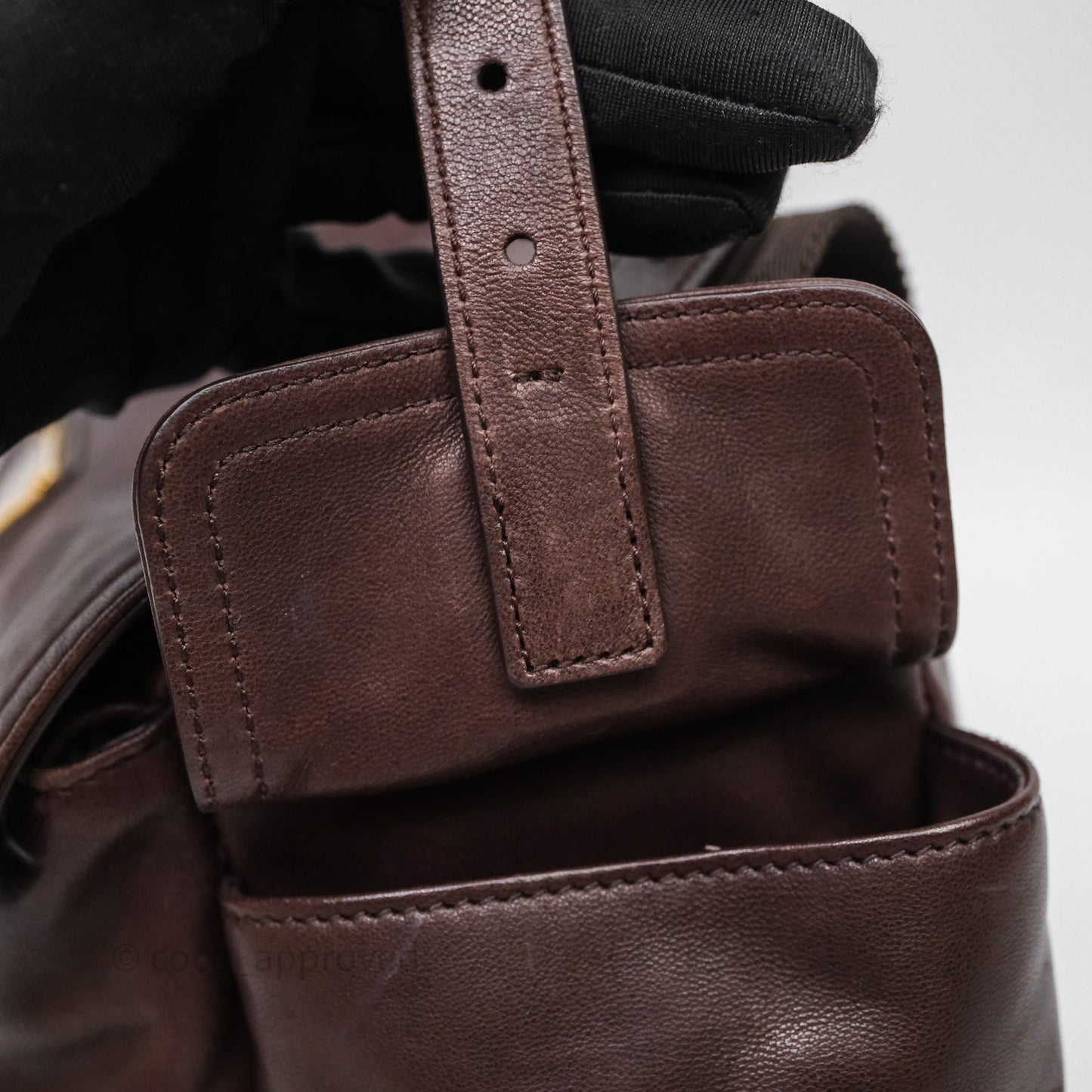 Prada Explore Medium Nappa Leather Shoulder Bag Chocolate Brown