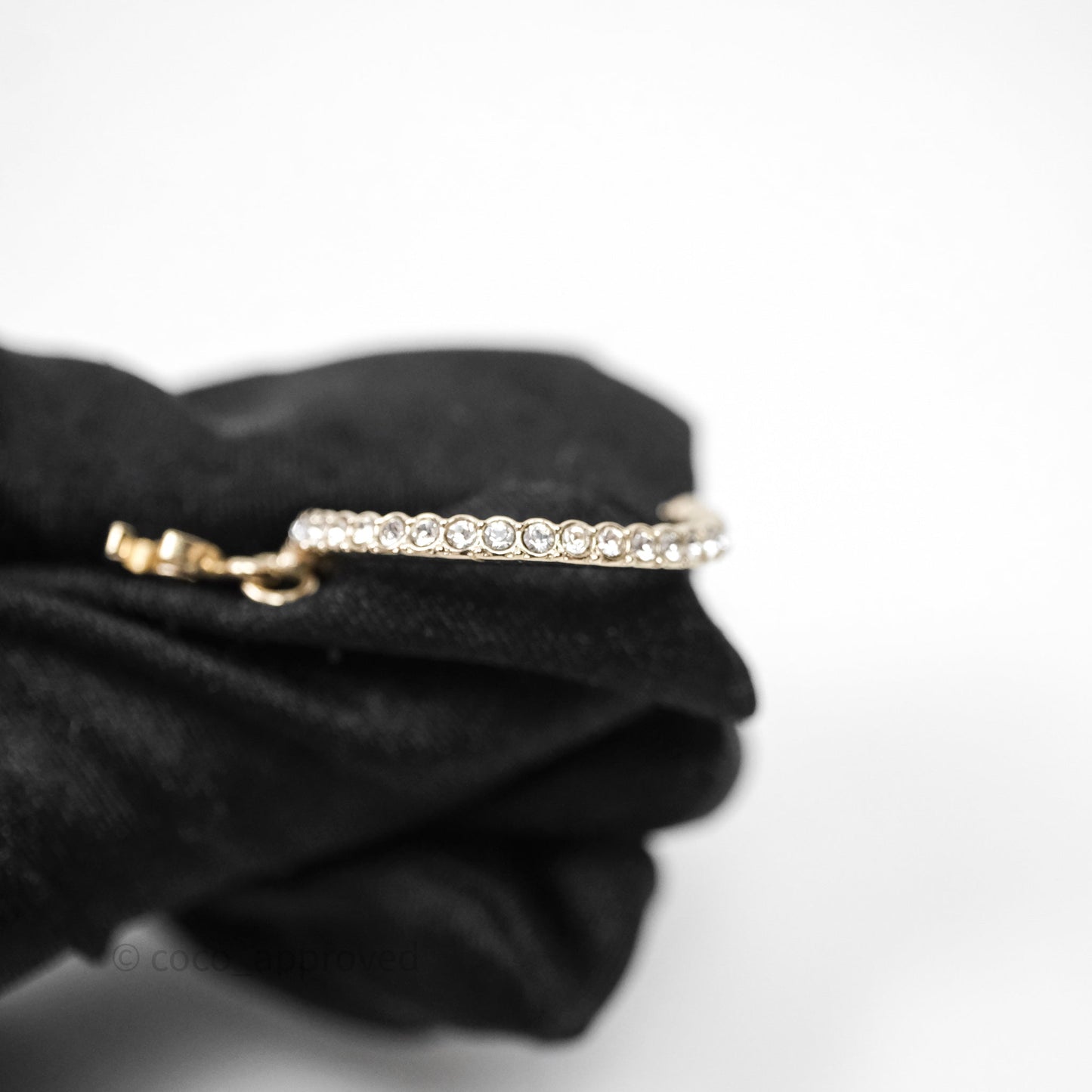 Chanel CC Crystals Double Hoop Gold Tone