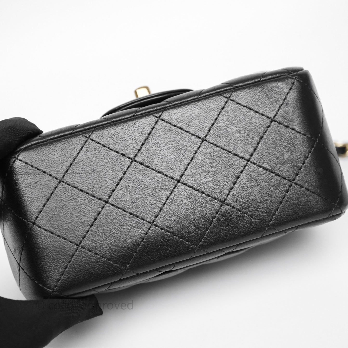 Chanel Mini Square Quilted Black Lambskin Gold Hardware