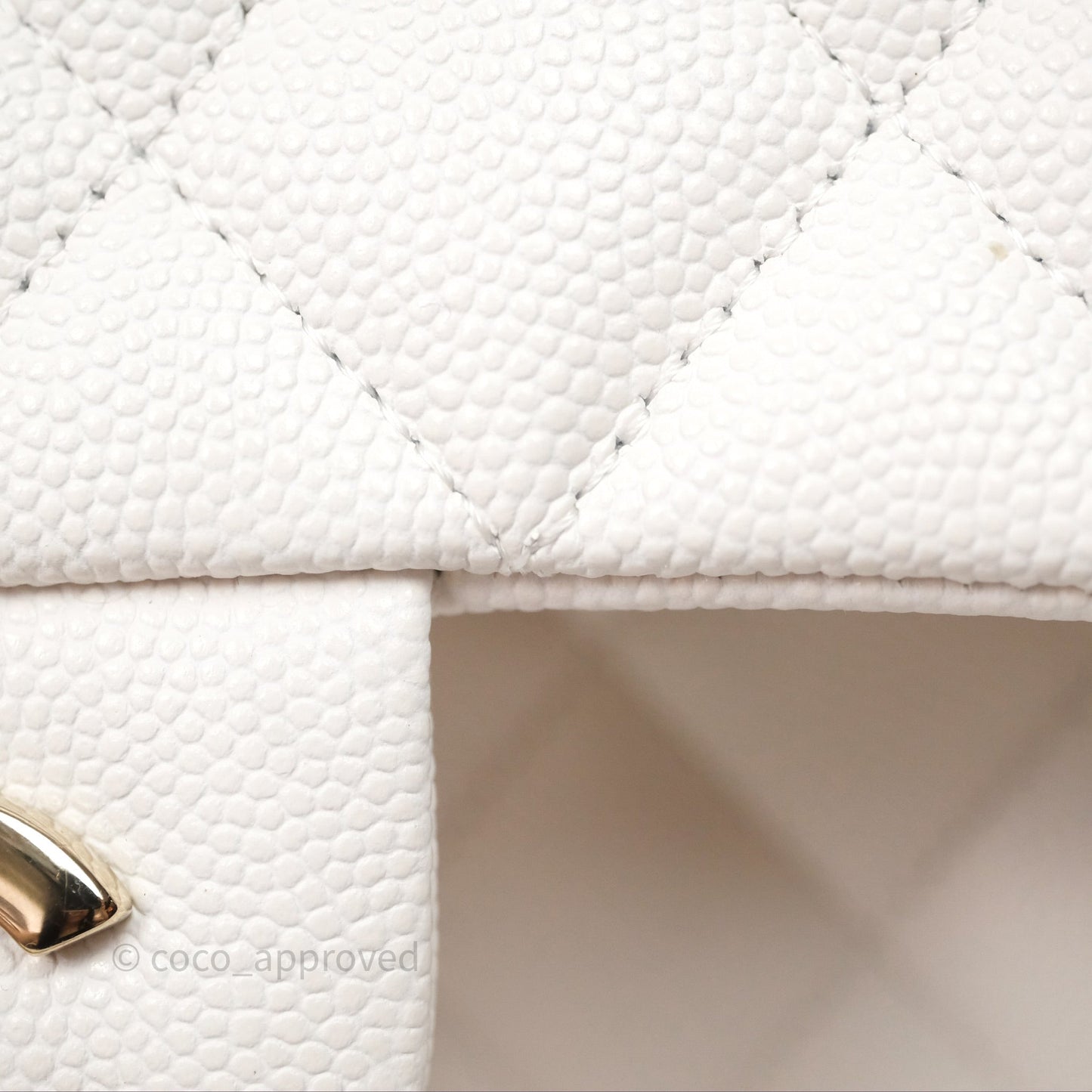 Chanel S/M Small Classic Flap Quilted Ivory White Caviar Gold Hardware