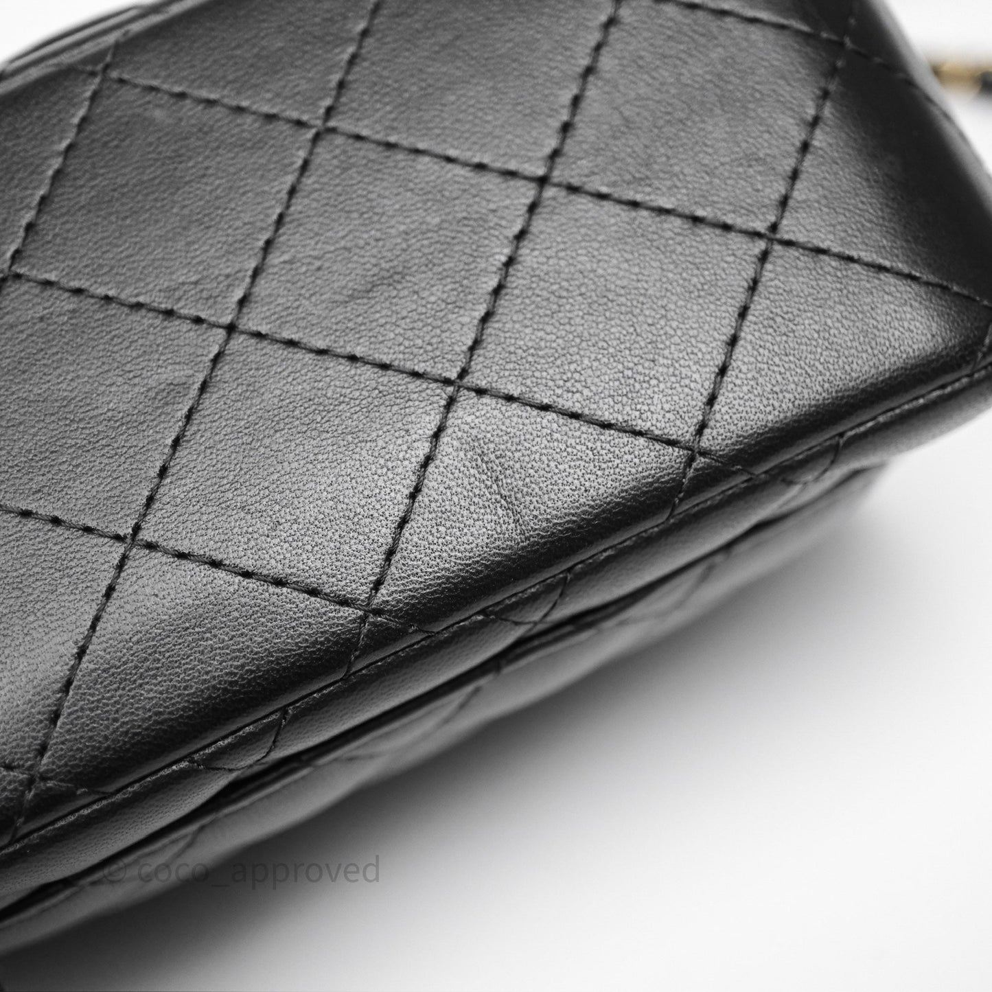 Chanel Mini Square Quilted Black Lambskin Gold Hardware