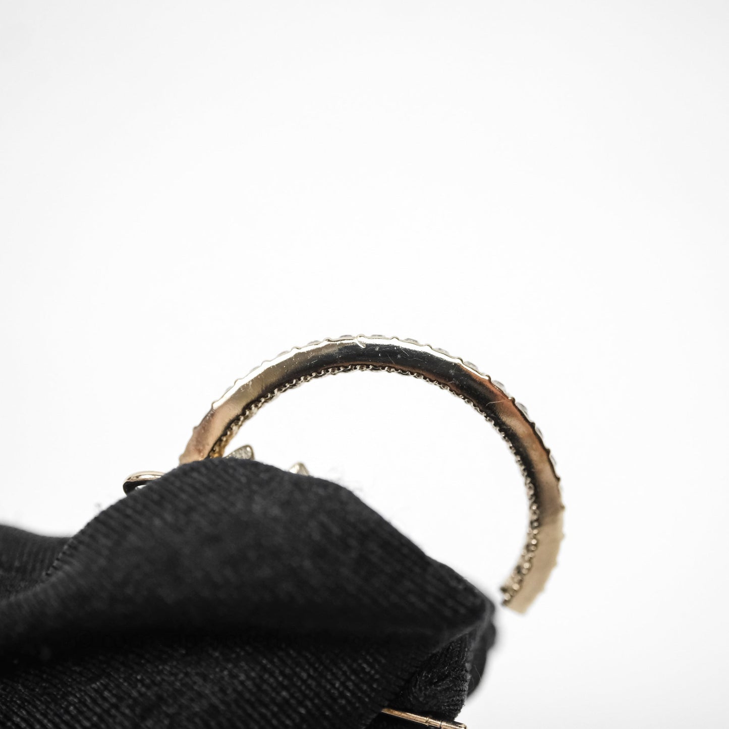 Chanel CC Crystals Double Hoop Gold Tone