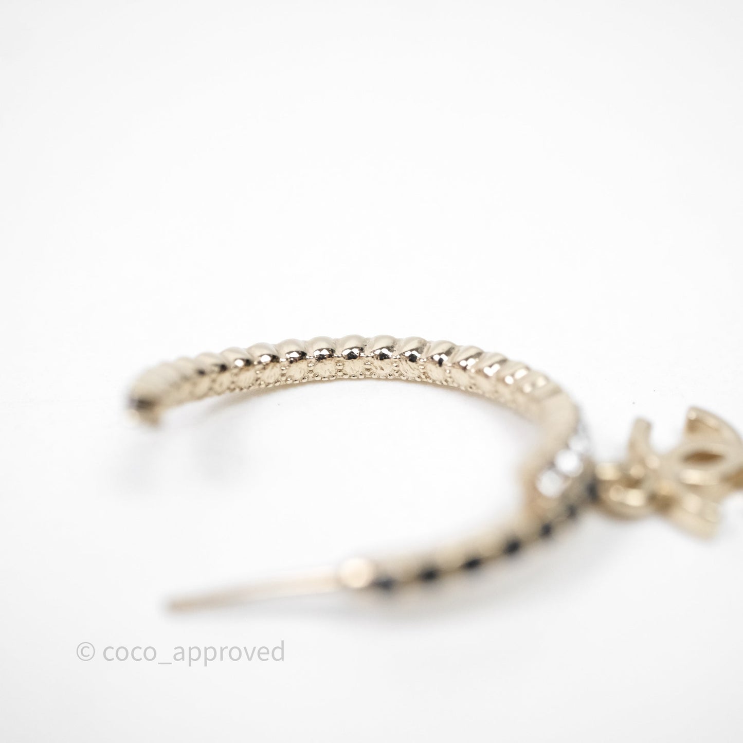 Chanel CC Crystals Double Hoop Gold Tone