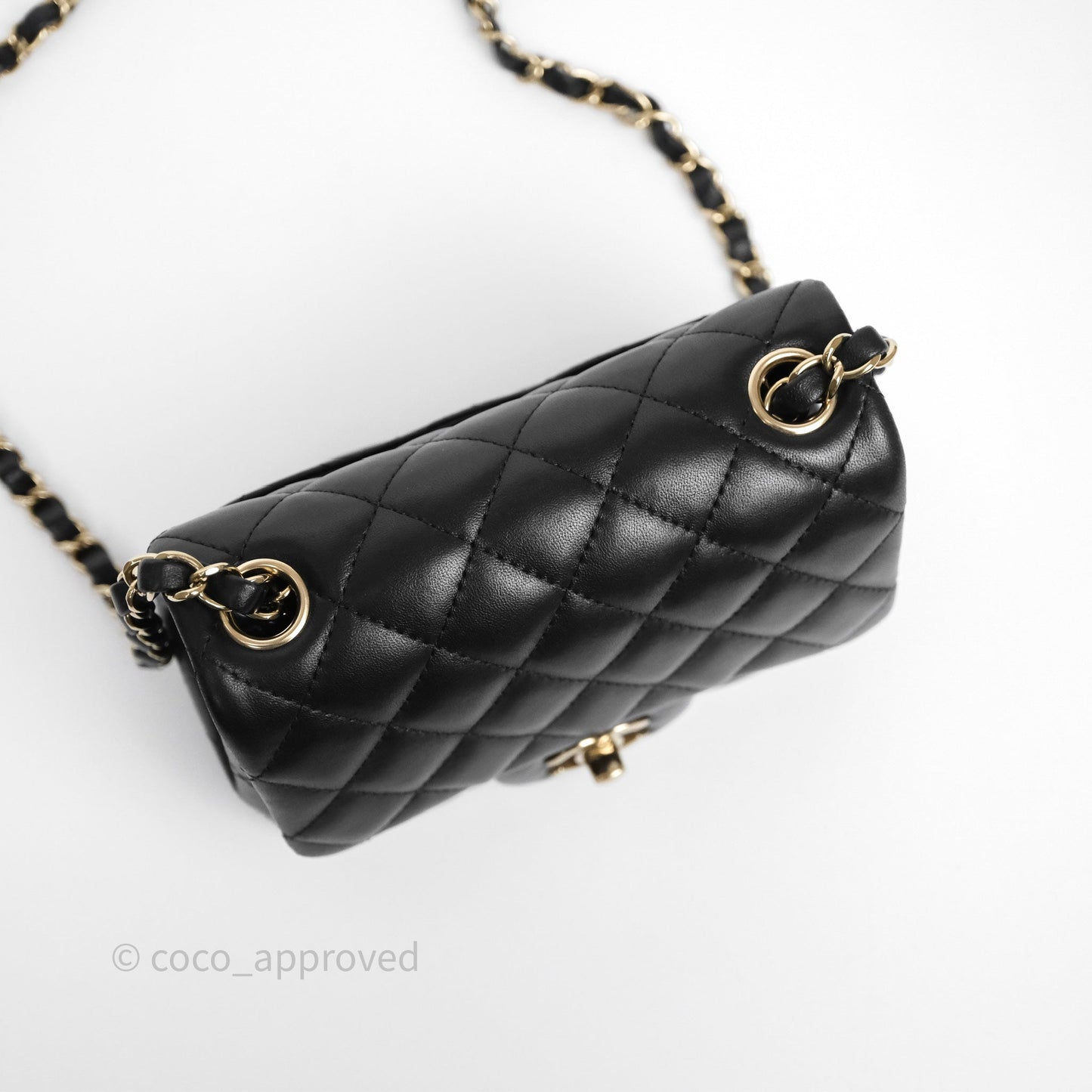Chanel Mini Square Quilted Black Lambskin Gold Hardware