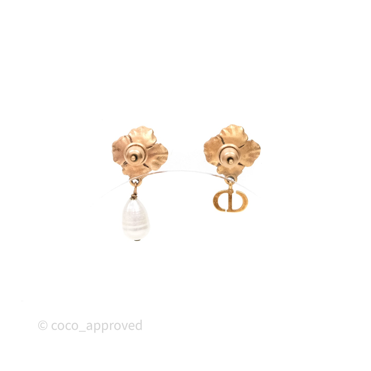 Christian Dior D-Millefiori Matte Pink-Finish Metal Pearls Earrings