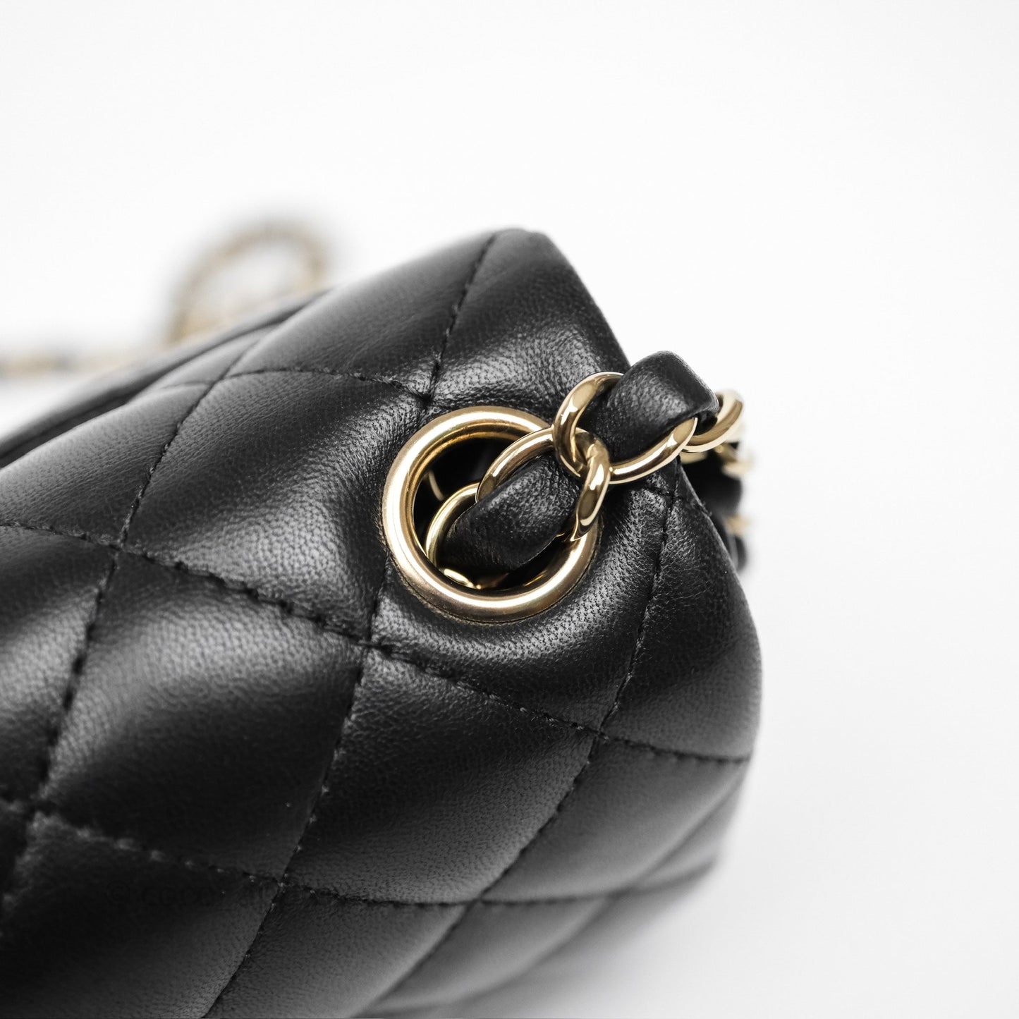 Chanel Mini Square Quilted Black Lambskin Gold Hardware
