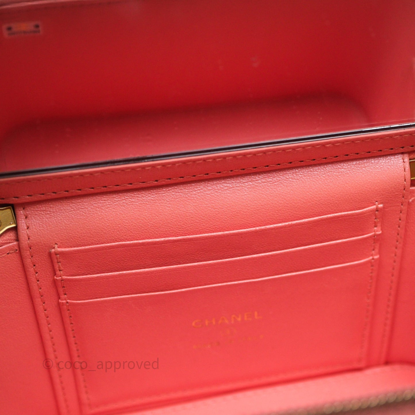 Chanel Quilted Vanity With Chain Pink Gold Hardware