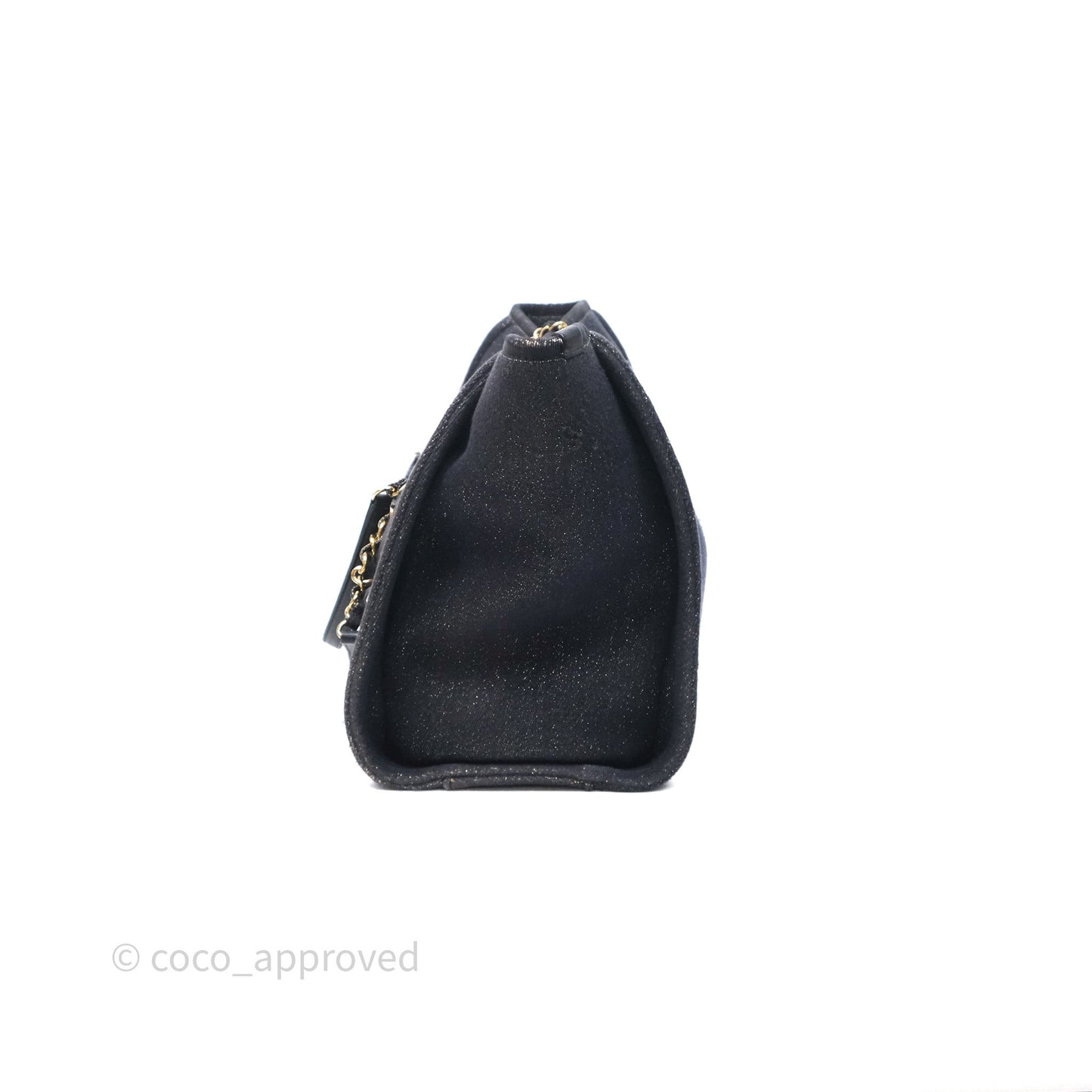 Chanel Medium Deauville Tote Navy Glitter Canvas Gold Hardware