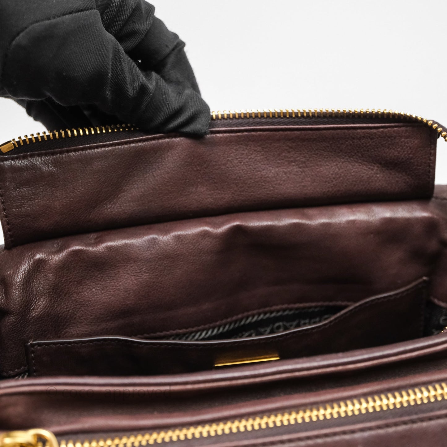 Prada Explore Medium Nappa Leather Shoulder Bag Chocolate Brown