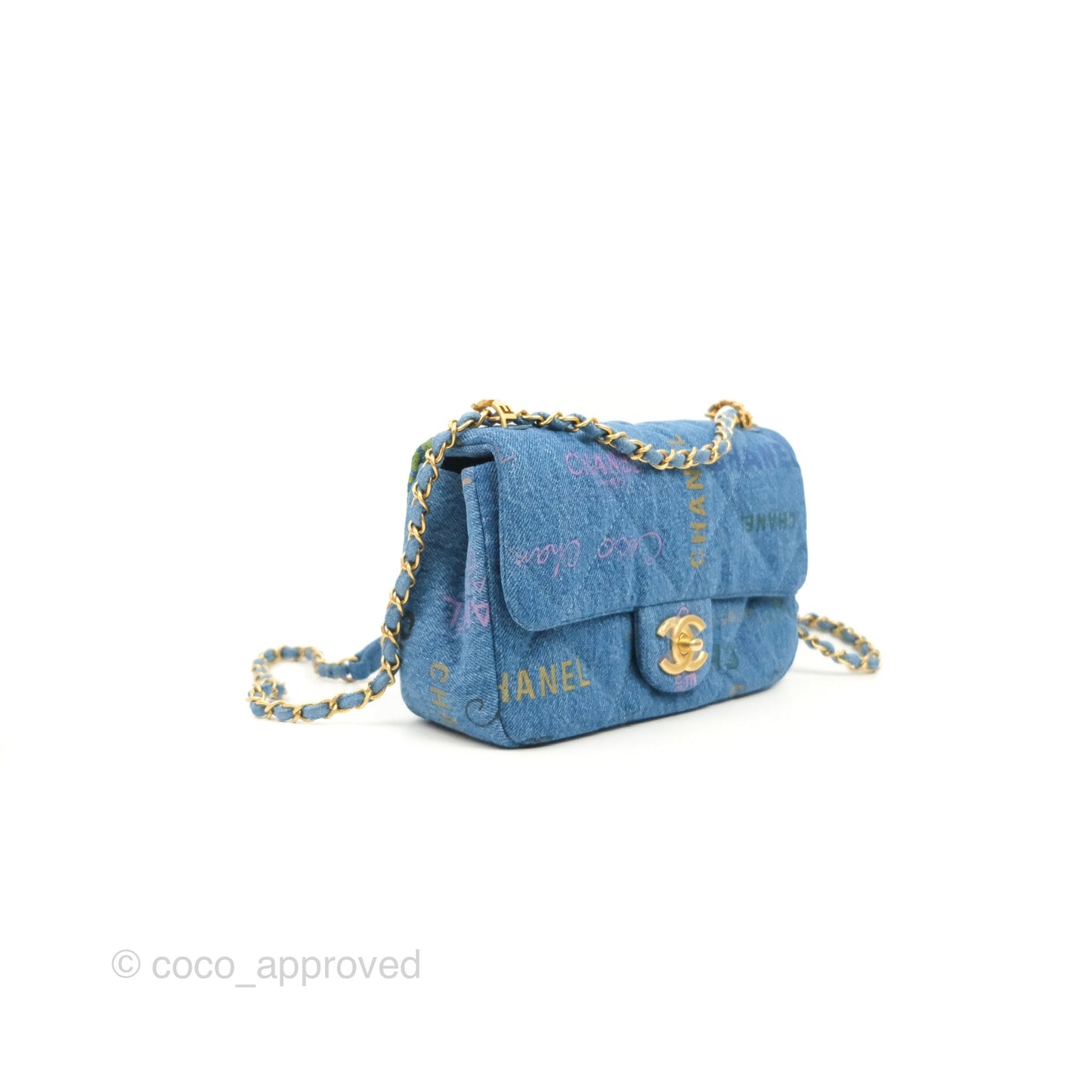 Chanel Quilted Small Denim Mood Flap Blue Multicolor 22P
