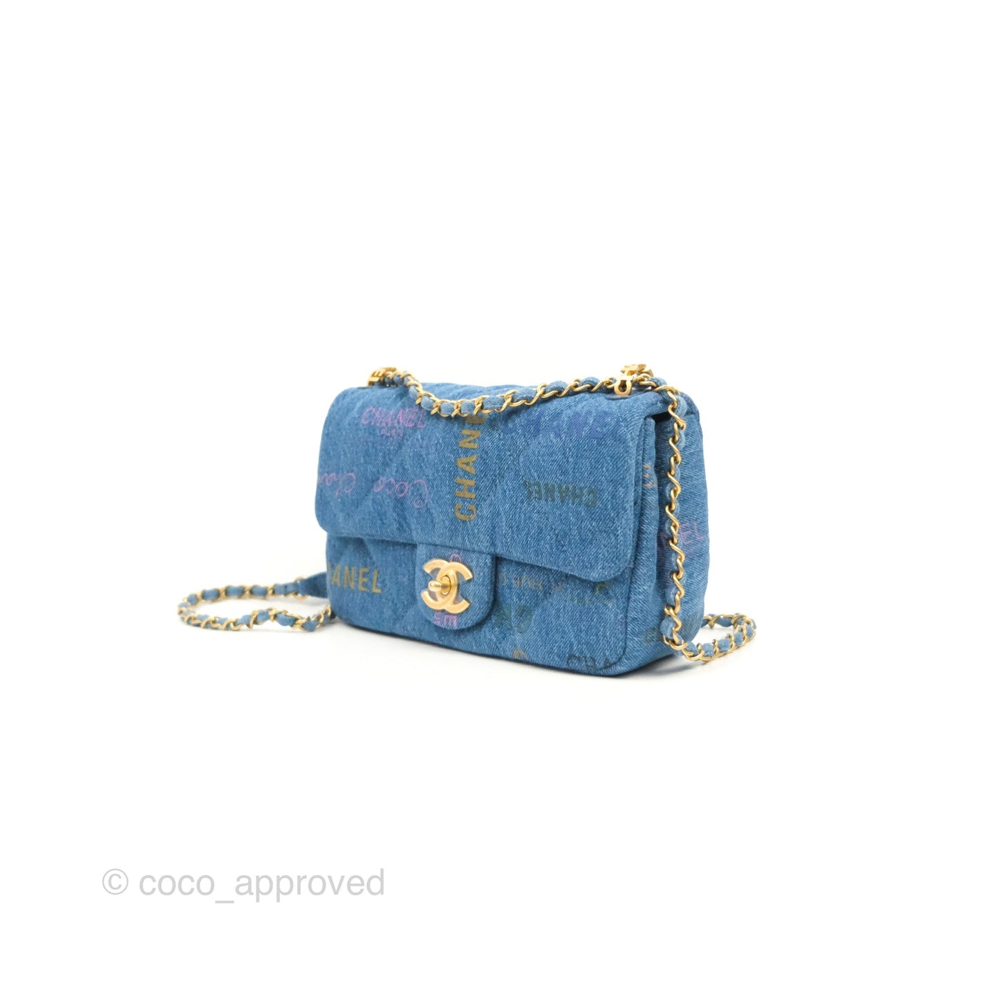Chanel Quilted Small Denim Mood Flap Blue Multicolor 22P