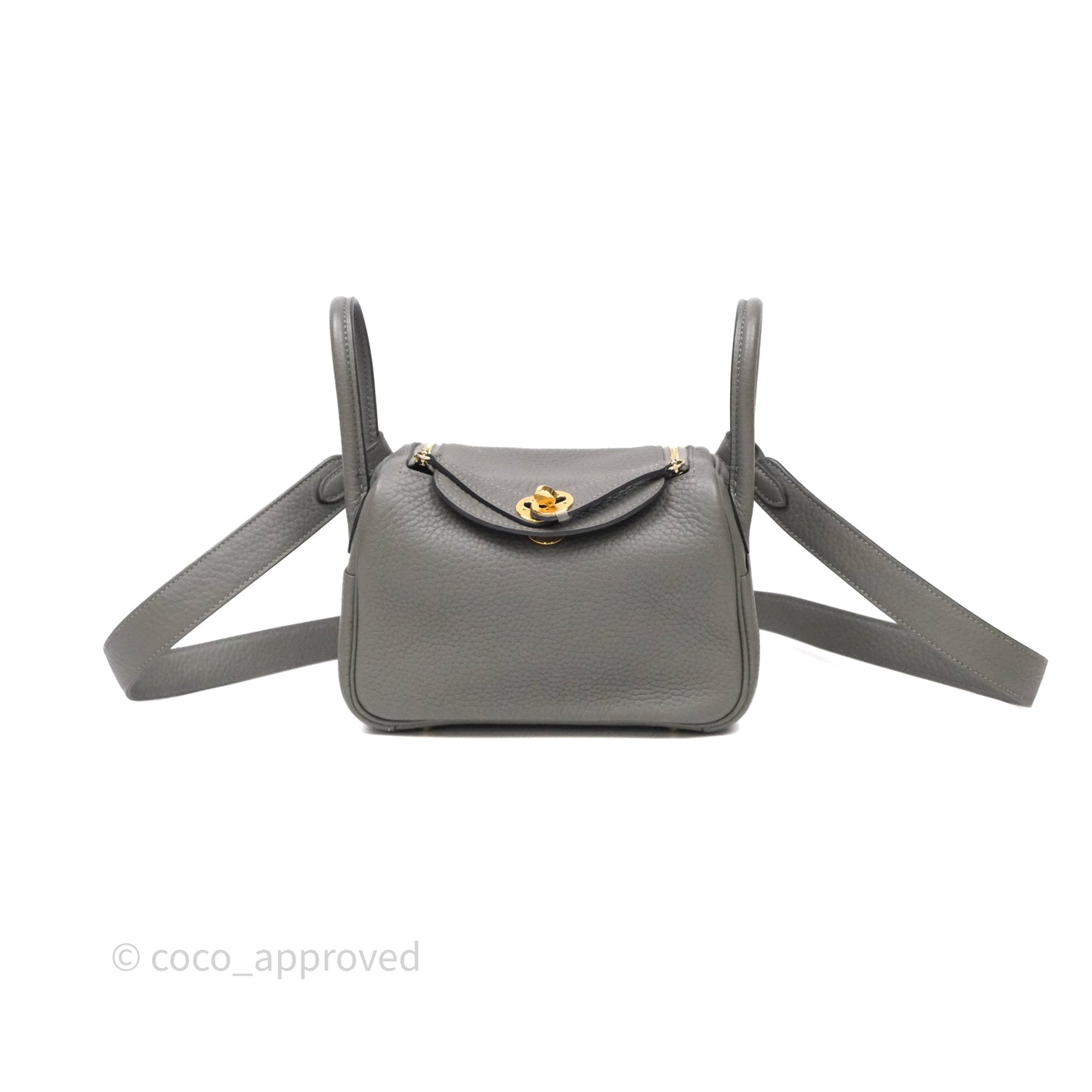 Hermès Mini Lindy 20 Gris Meyer Clemence 0L Gold Hardware