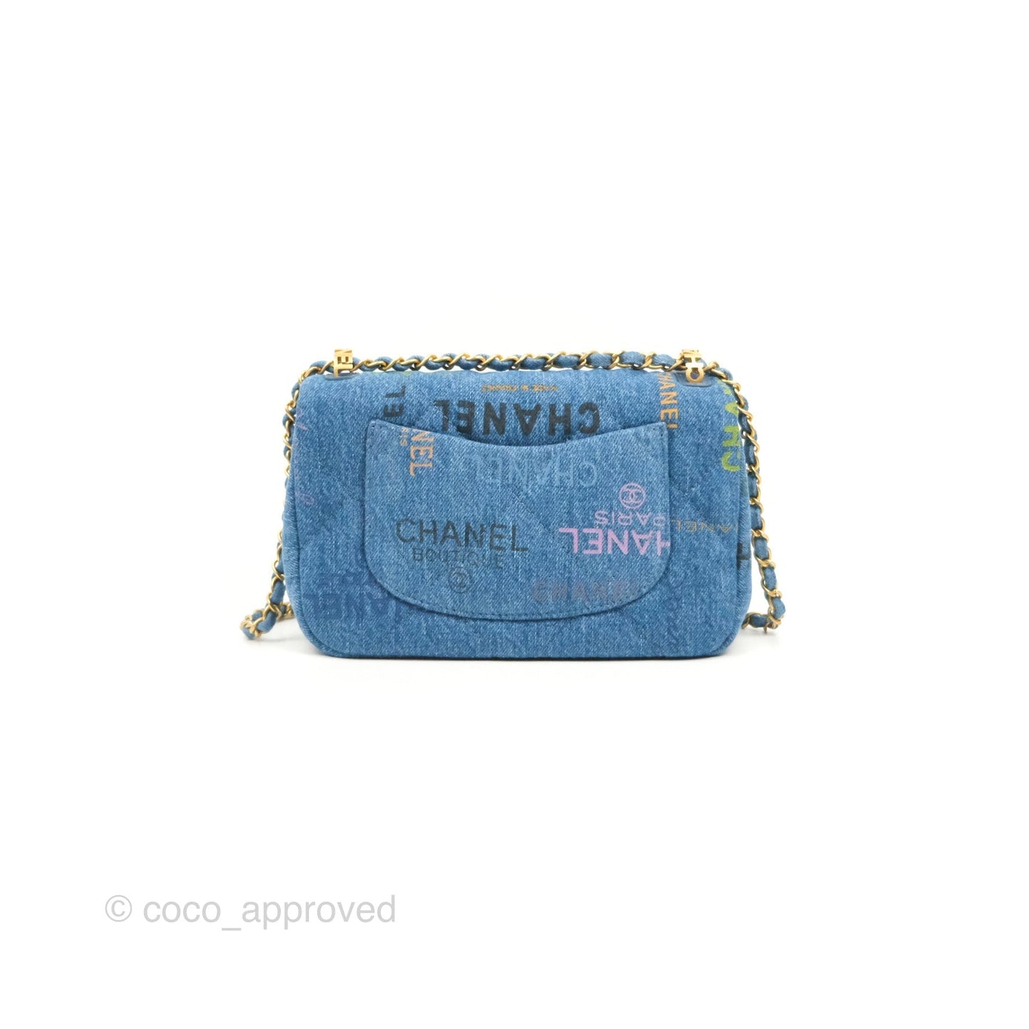 Chanel Quilted Small Denim Mood Flap Blue Multicolor 22P