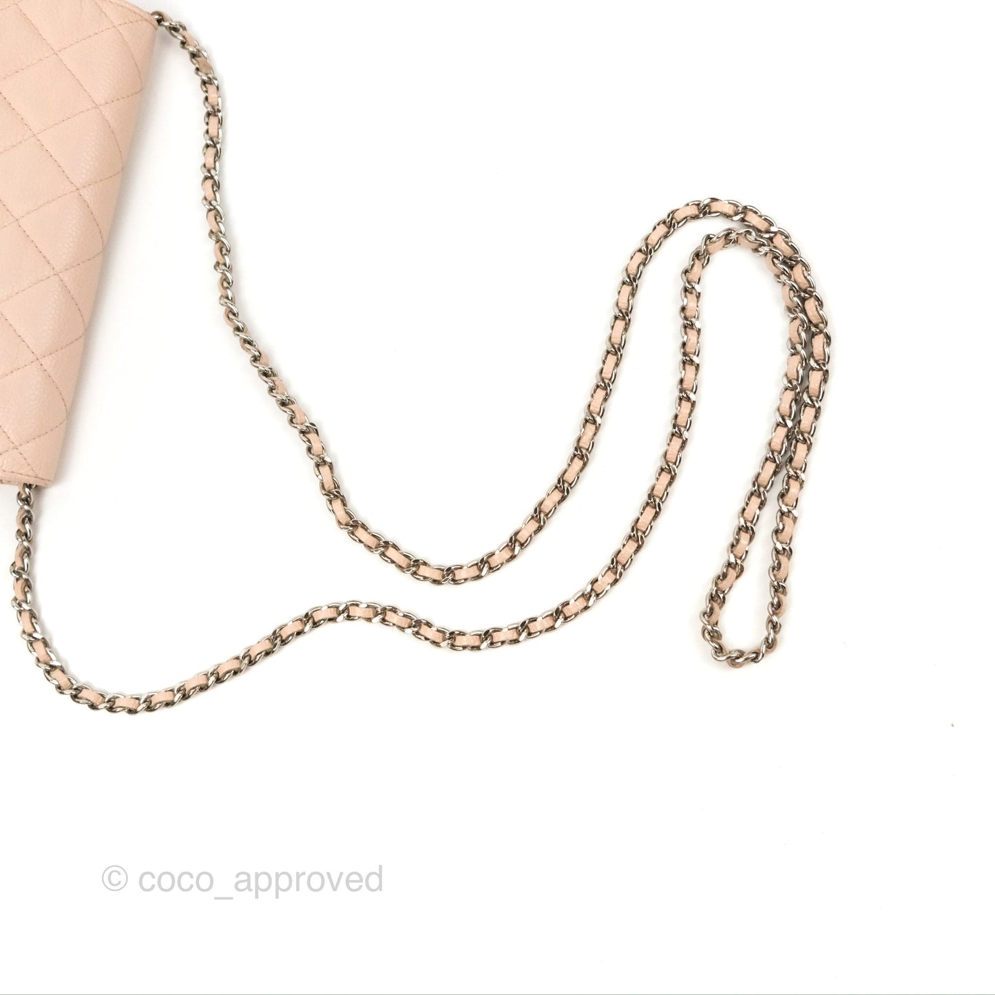 Chanel Quilted Classic Wallet on Chain WOC Pale Pink Caviar Silver Hardware