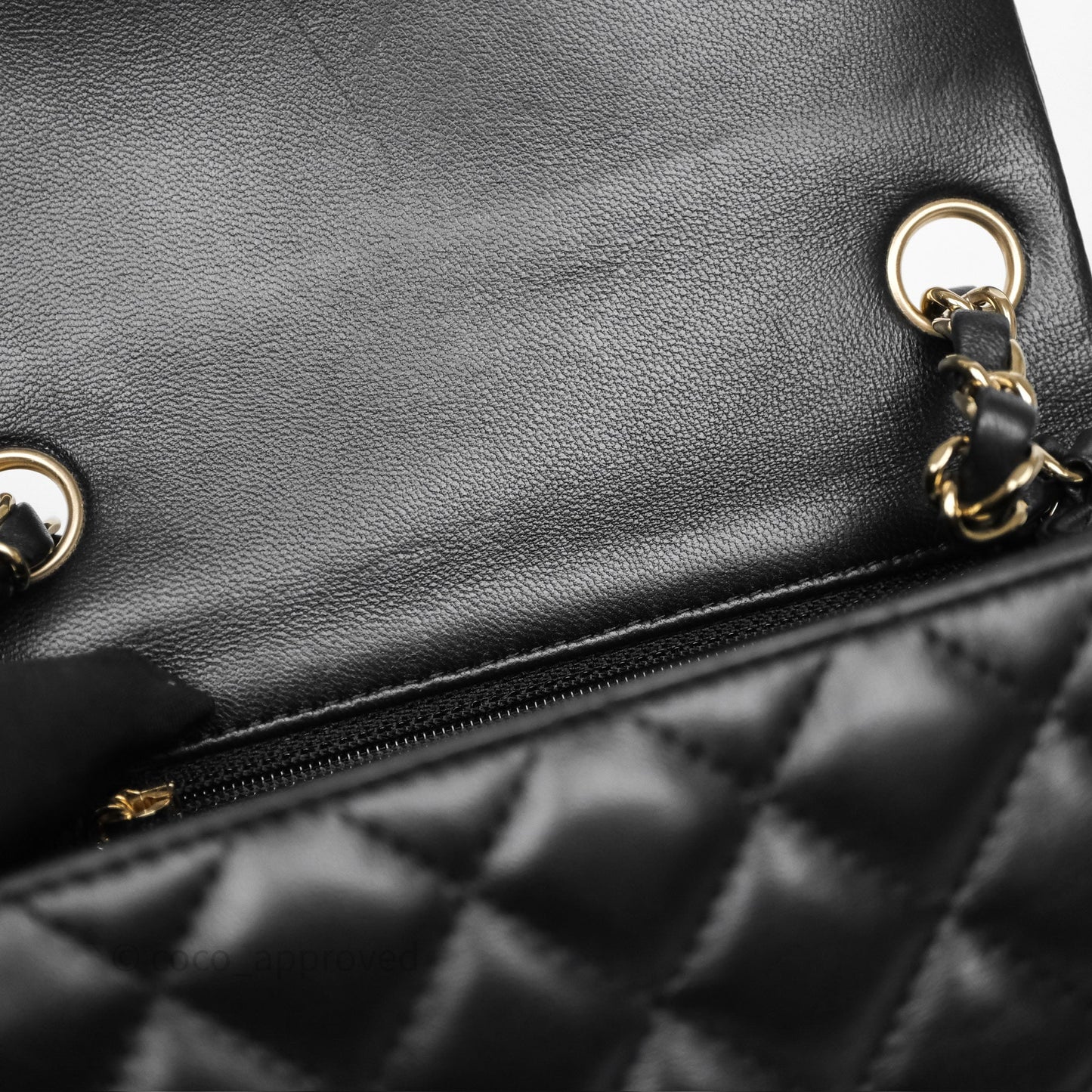 Chanel Mini Square Quilted Black Lambskin Gold Hardware
