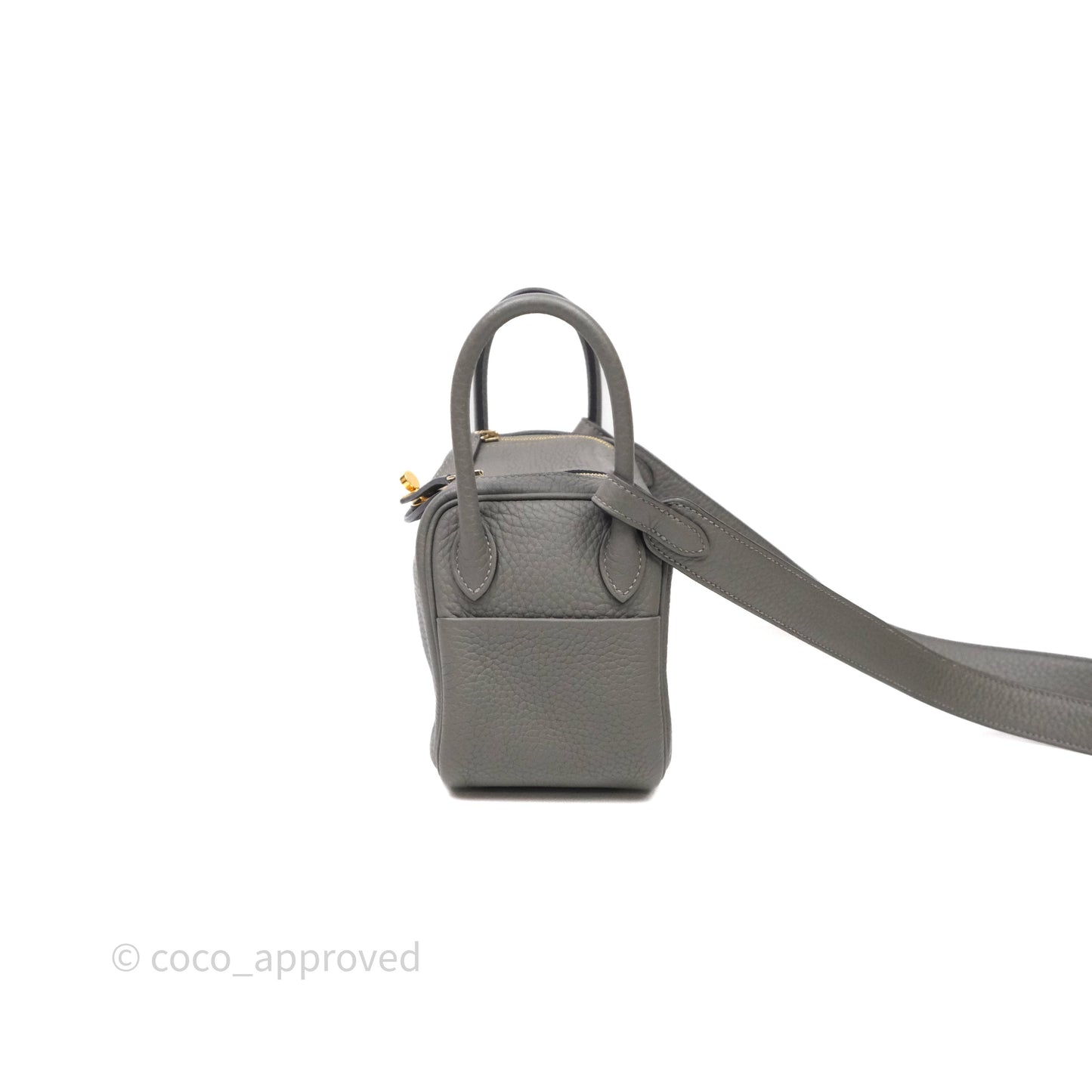 Hermès Mini Lindy 20 Gris Meyer Clemence 0L Gold Hardware