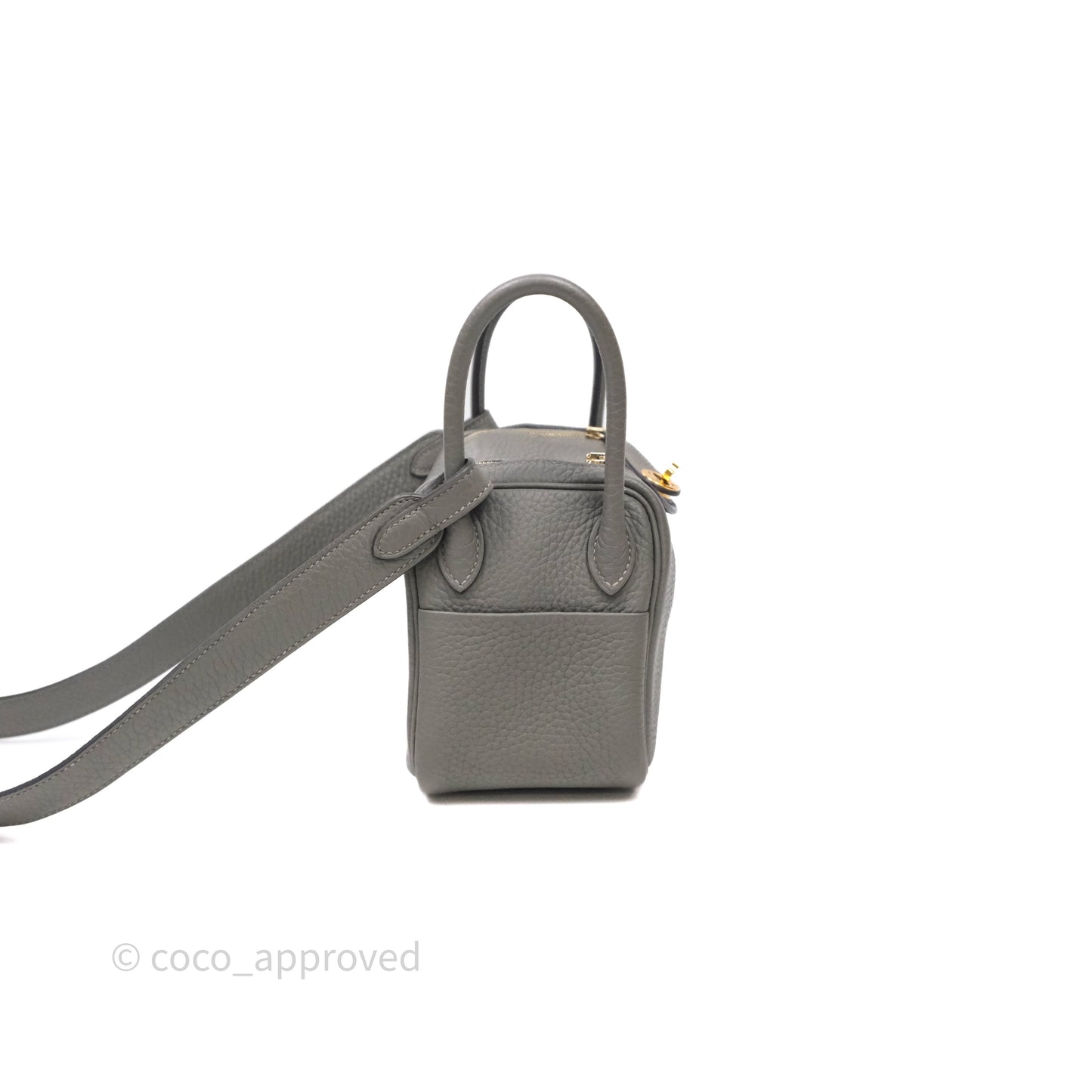 Hermès Mini Lindy 20 Gris Meyer Clemence 0L Gold Hardware