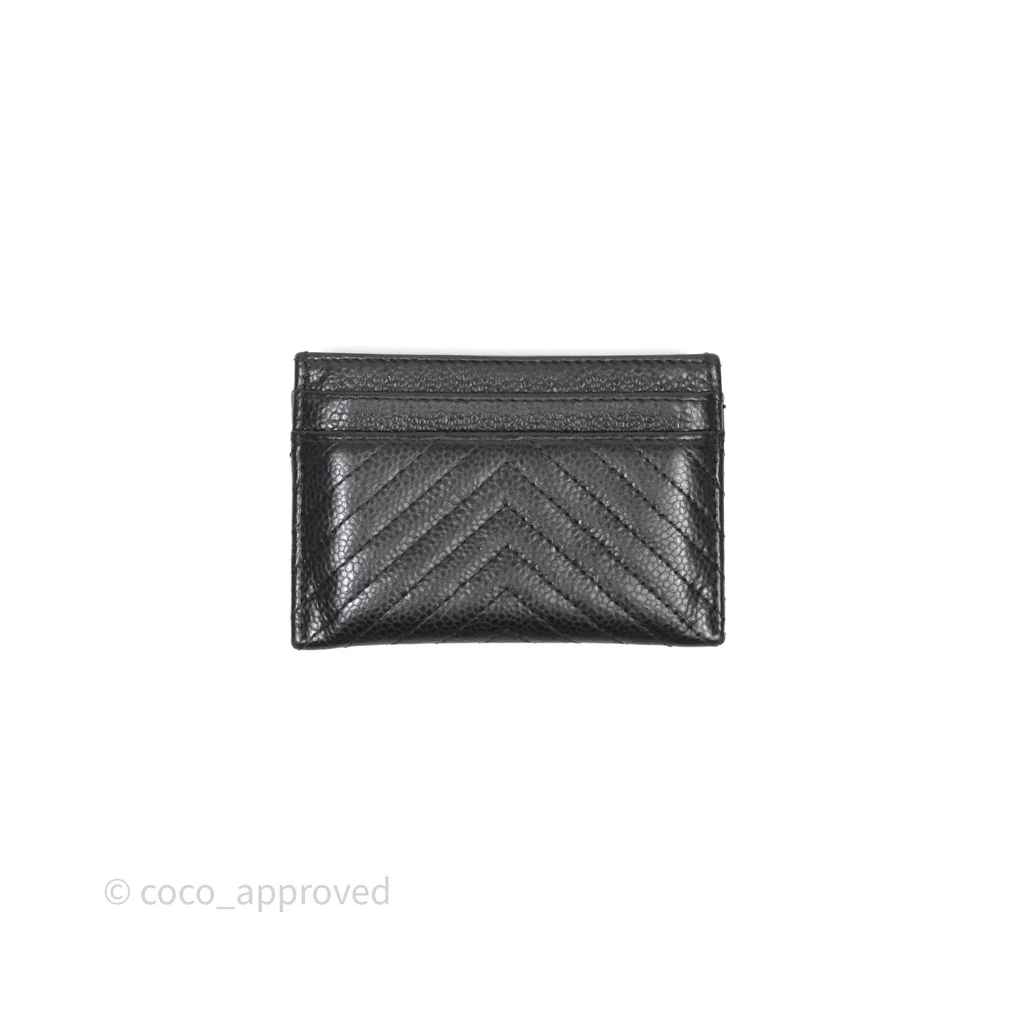 Chanel Chevron Boy Card Holder Black Caviar Sliver Hardware