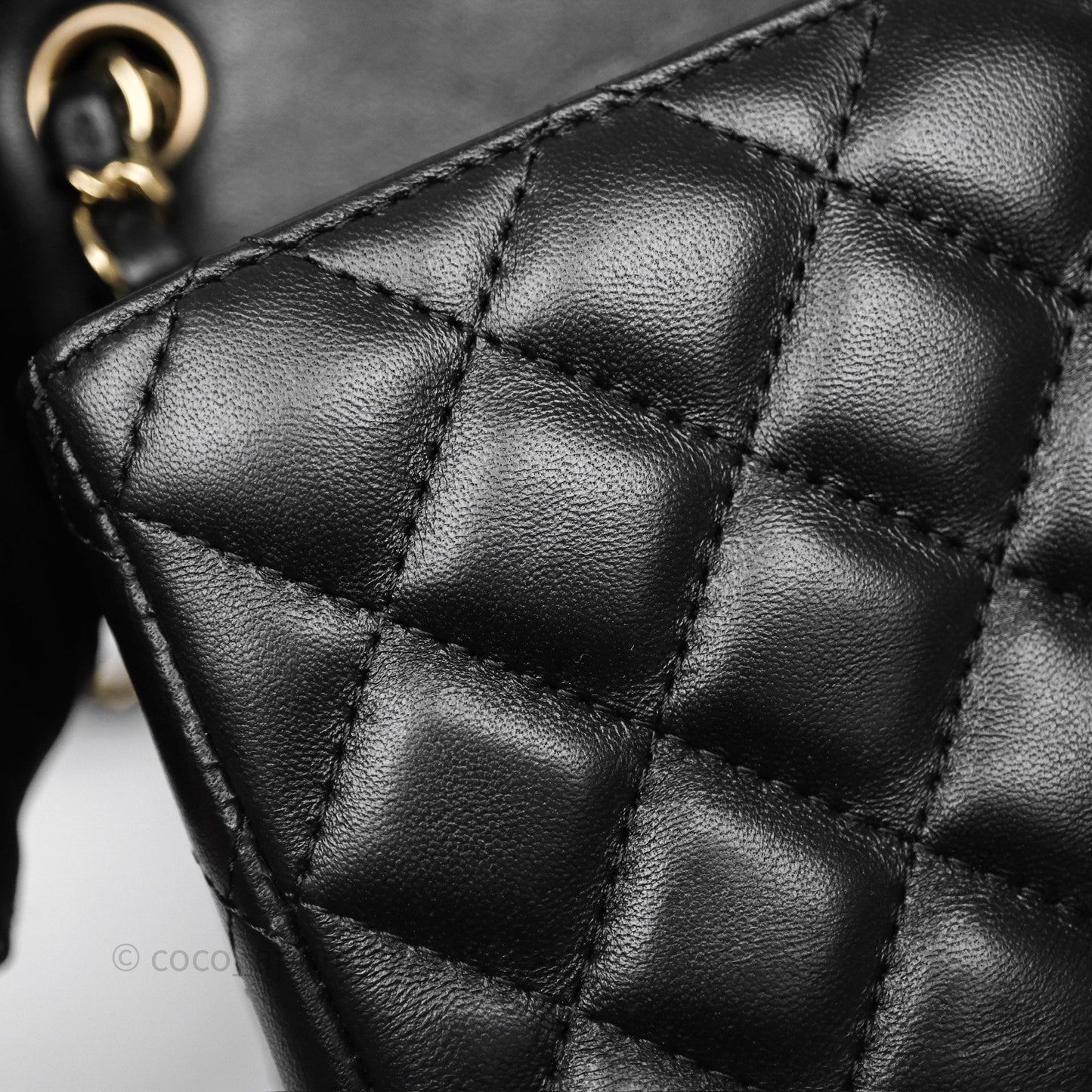 Chanel Mini Square Quilted Black Lambskin Gold Hardware