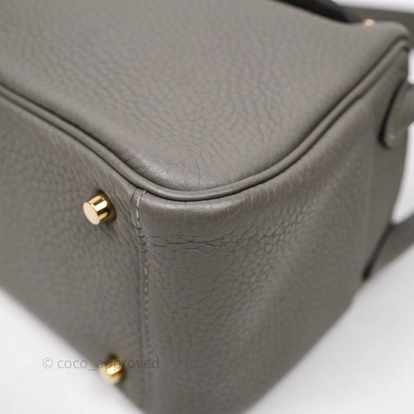 Hermès Mini Lindy 20 Gris Meyer Clemence 0L Gold Hardware