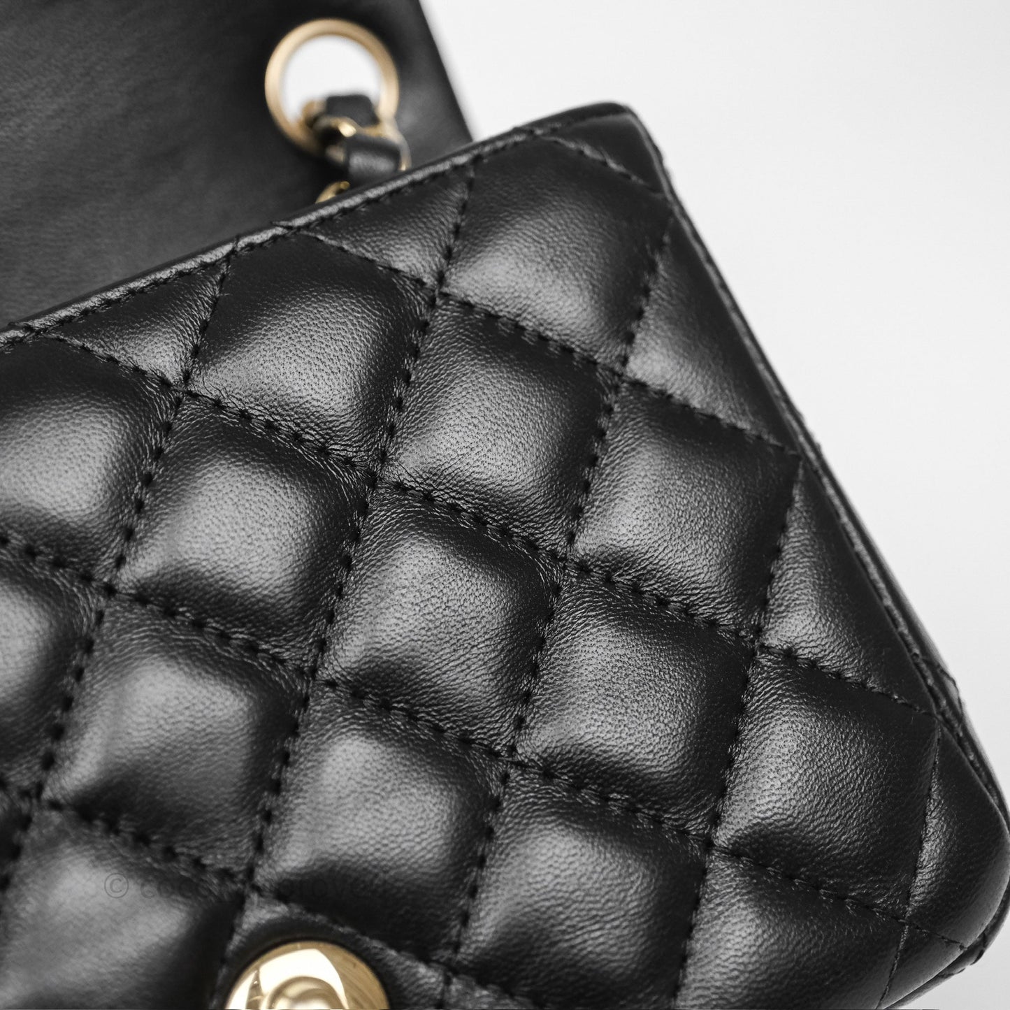 Chanel Mini Square Quilted Black Lambskin Gold Hardware