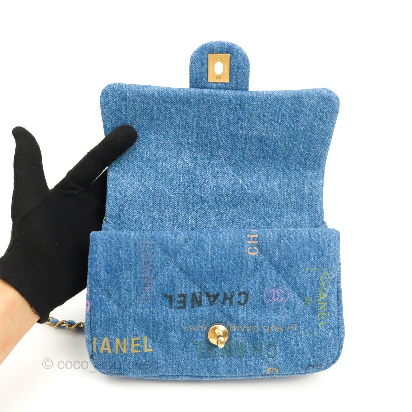 Chanel Quilted Small Denim Mood Flap Blue Multicolor 22P