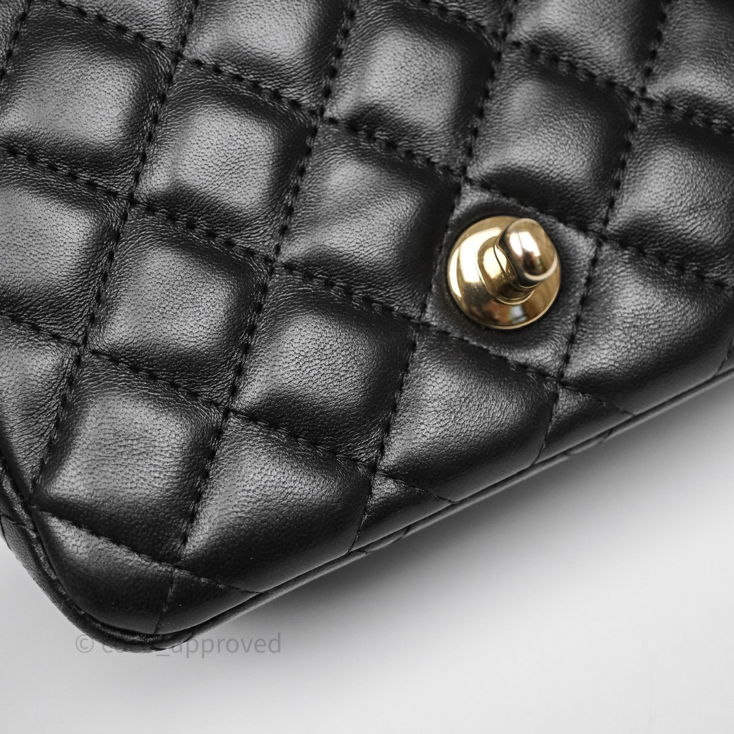 Chanel Mini Square Quilted Black Lambskin Gold Hardware