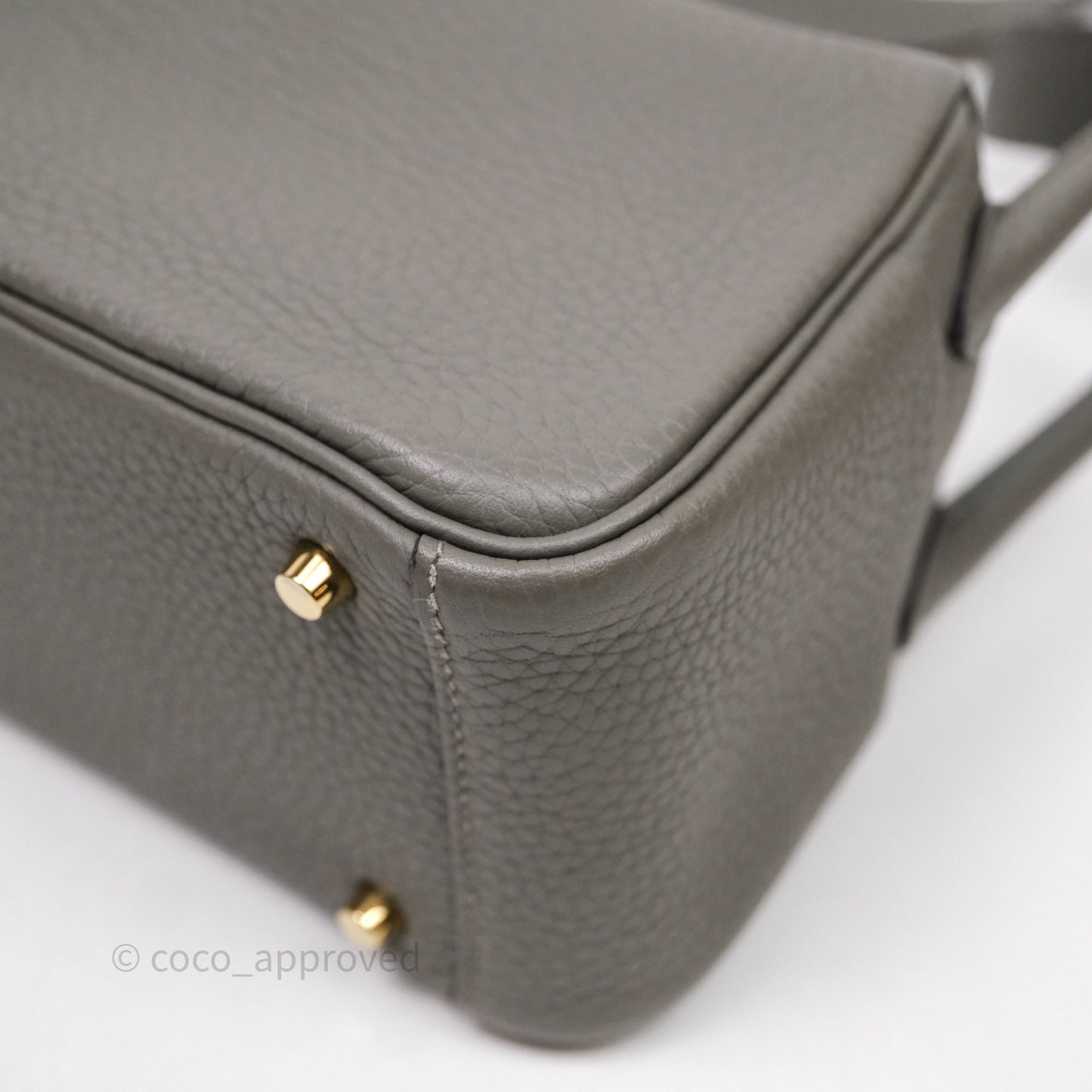 Hermès Mini Lindy 20 Gris Meyer Clemence 0L Gold Hardware