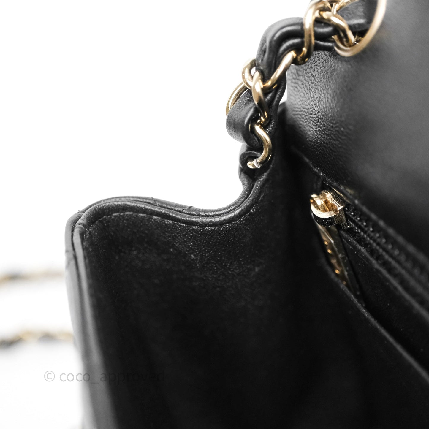 Chanel Mini Square Quilted Black Lambskin Gold Hardware