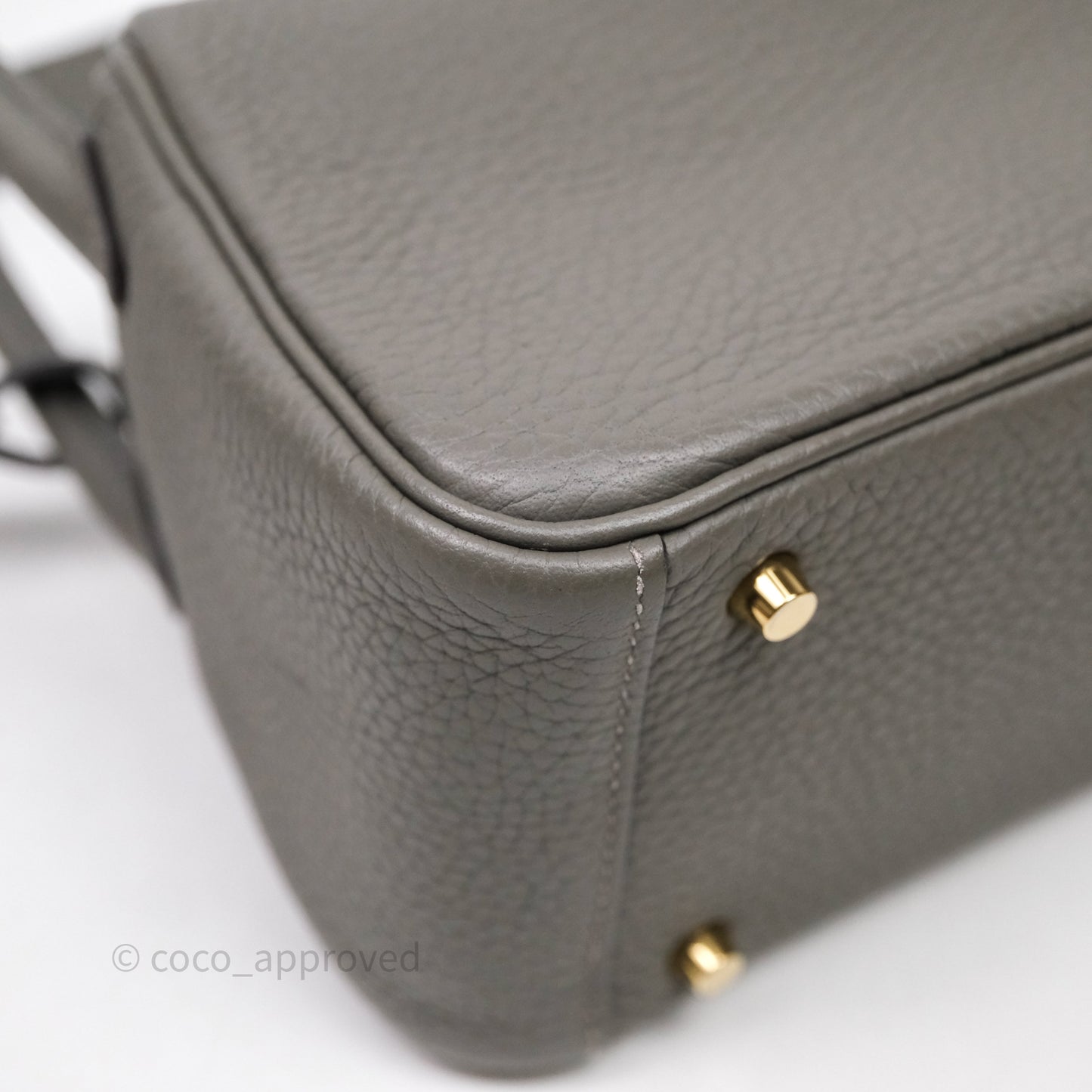 Hermès Mini Lindy 20 Gris Meyer Clemence 0L Gold Hardware