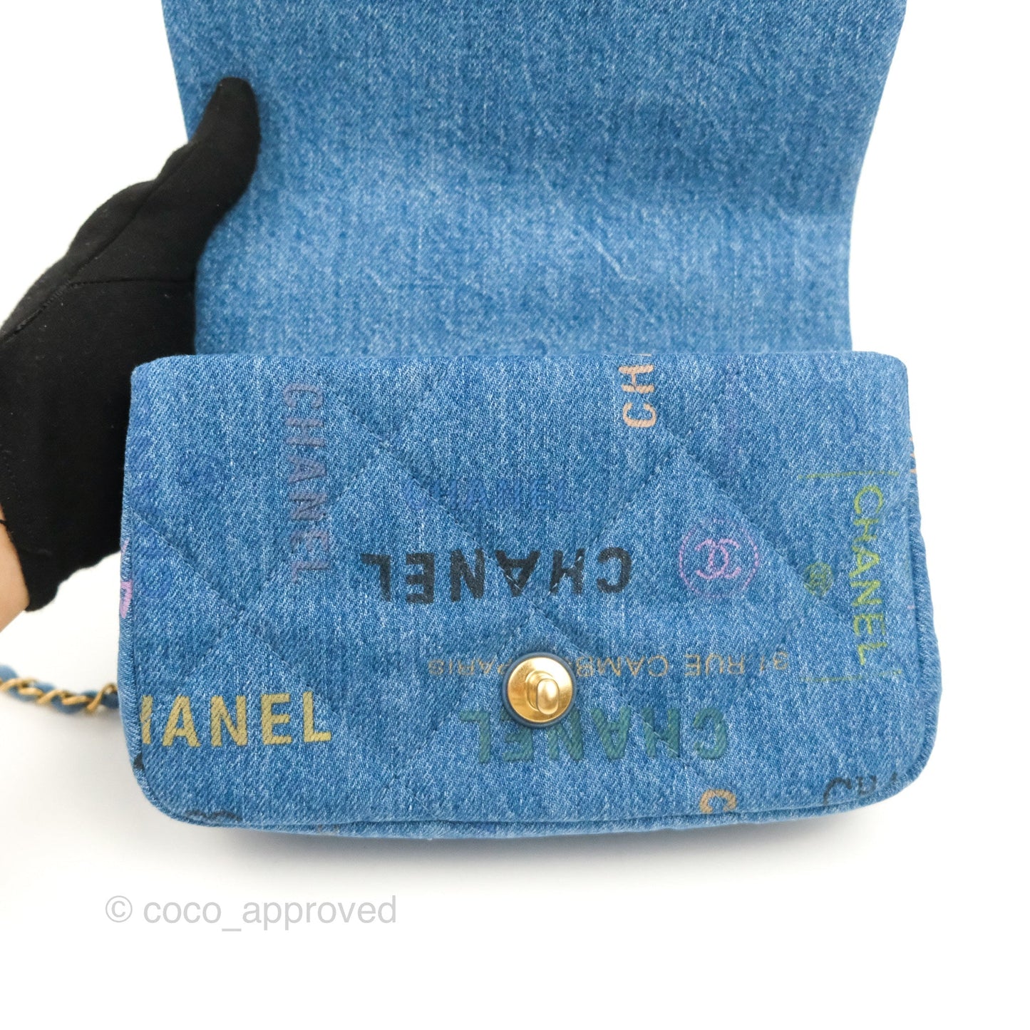 Chanel Quilted Small Denim Mood Flap Blue Multicolor 22P
