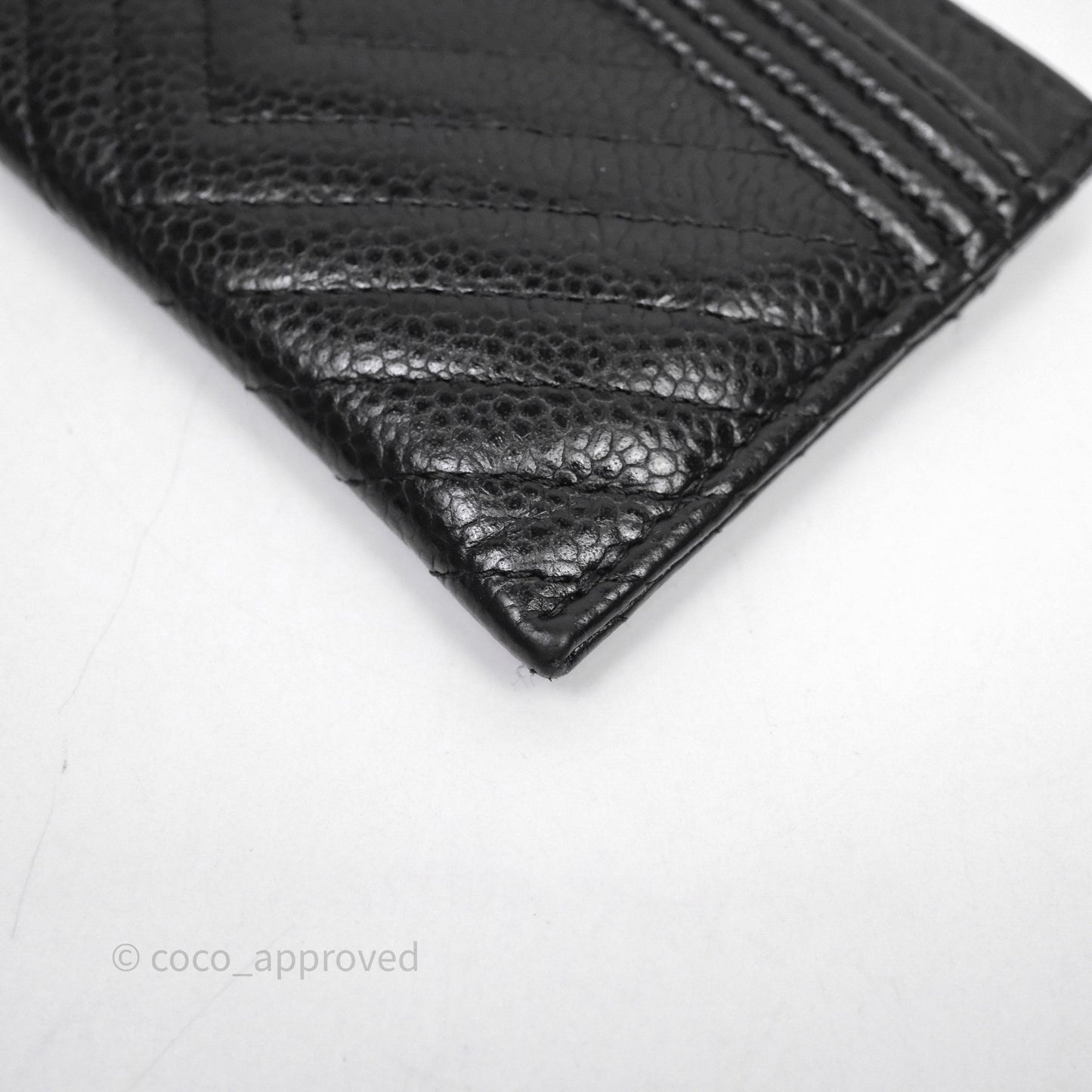 Chanel Chevron Boy Card Holder Black Caviar Sliver Hardware