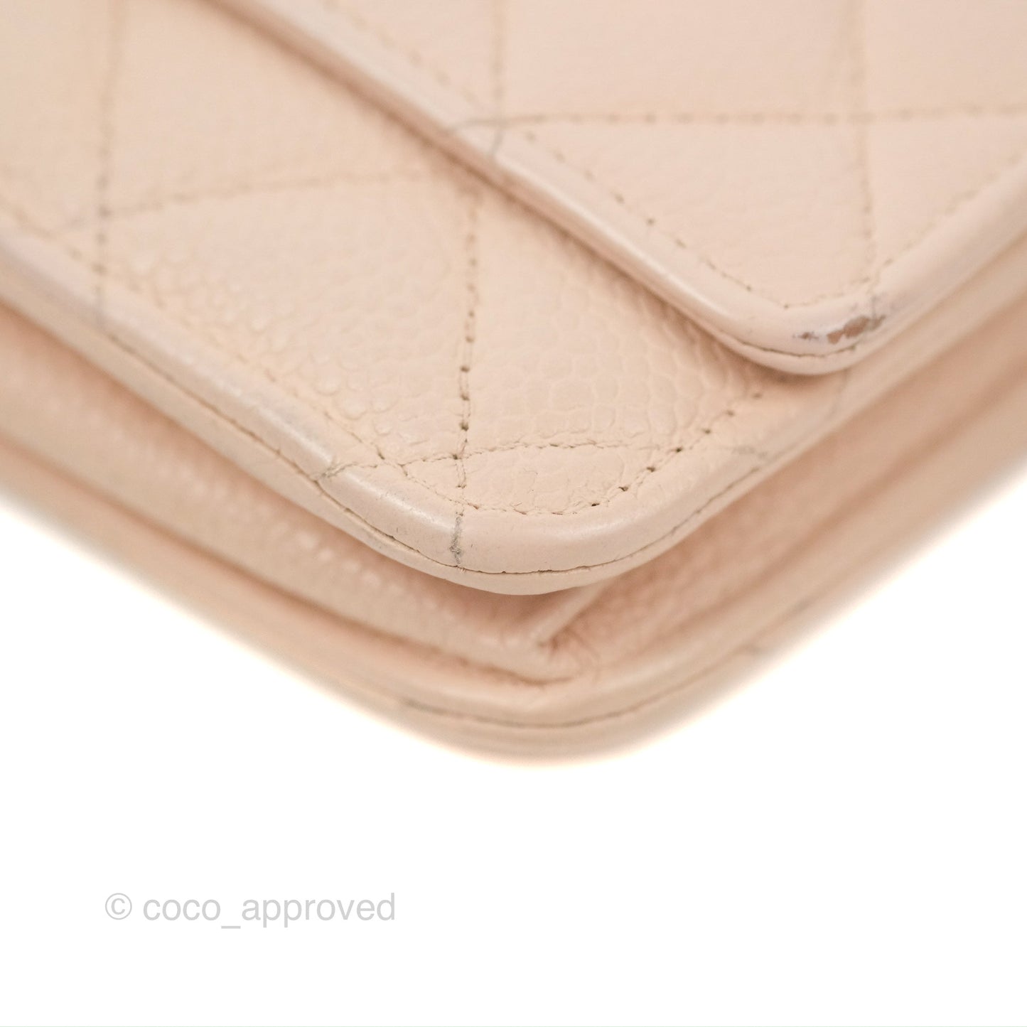 Chanel Quilted Classic Wallet on Chain WOC Pale Pink Caviar Silver Hardware