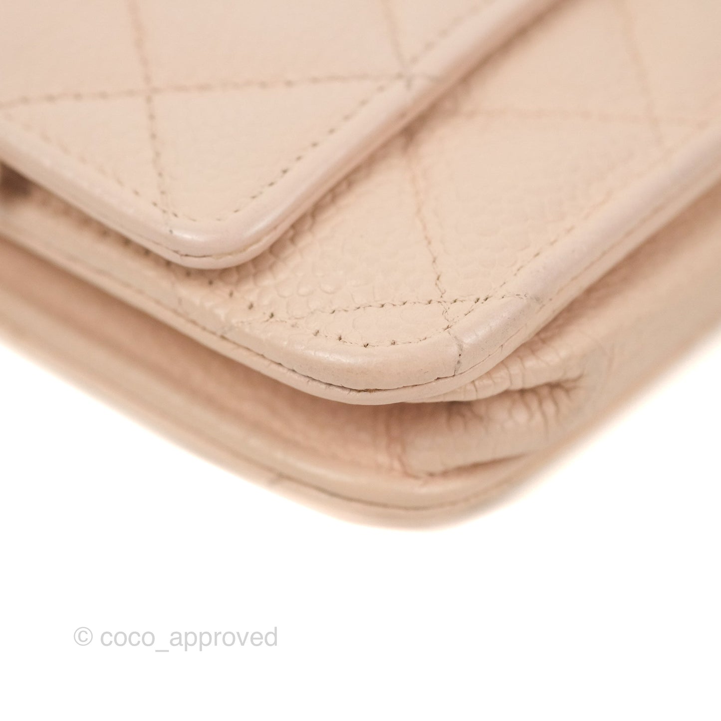 Chanel Quilted Classic Wallet on Chain WOC Pale Pink Caviar Silver Hardware