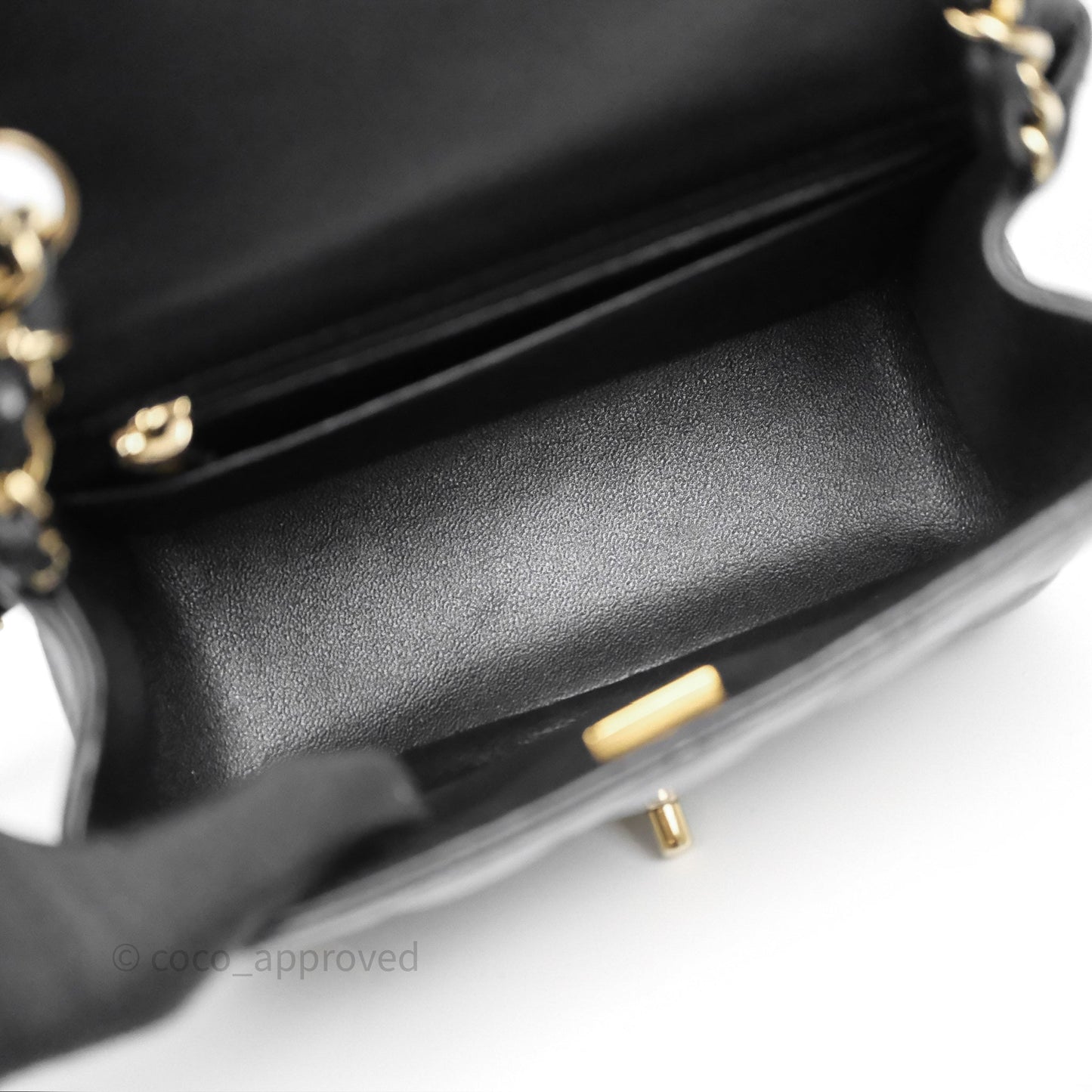 Chanel Mini Square Quilted Black Lambskin Gold Hardware