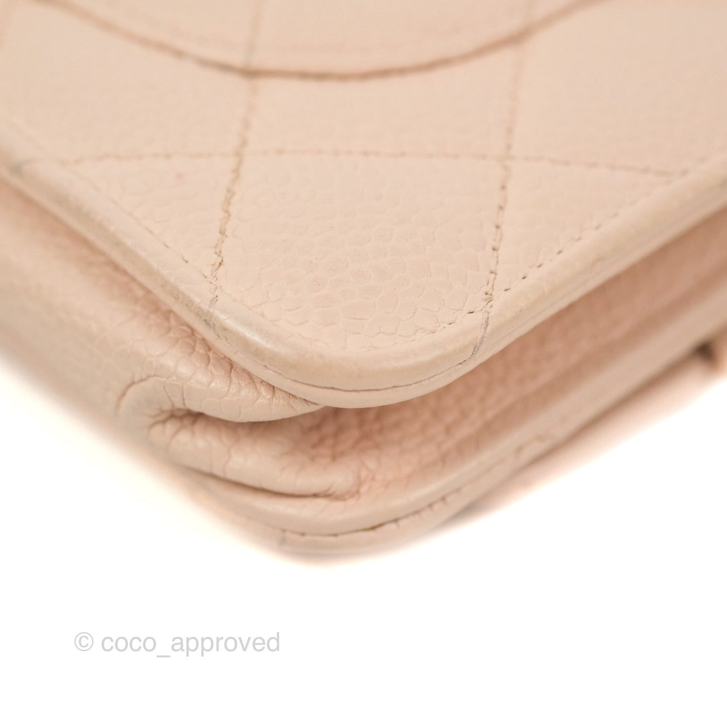 Chanel Quilted Classic Wallet on Chain WOC Pale Pink Caviar Silver Hardware