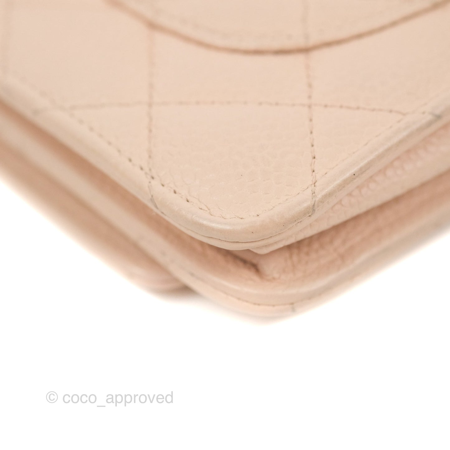 Chanel Quilted Classic Wallet on Chain WOC Pale Pink Caviar Silver Hardware