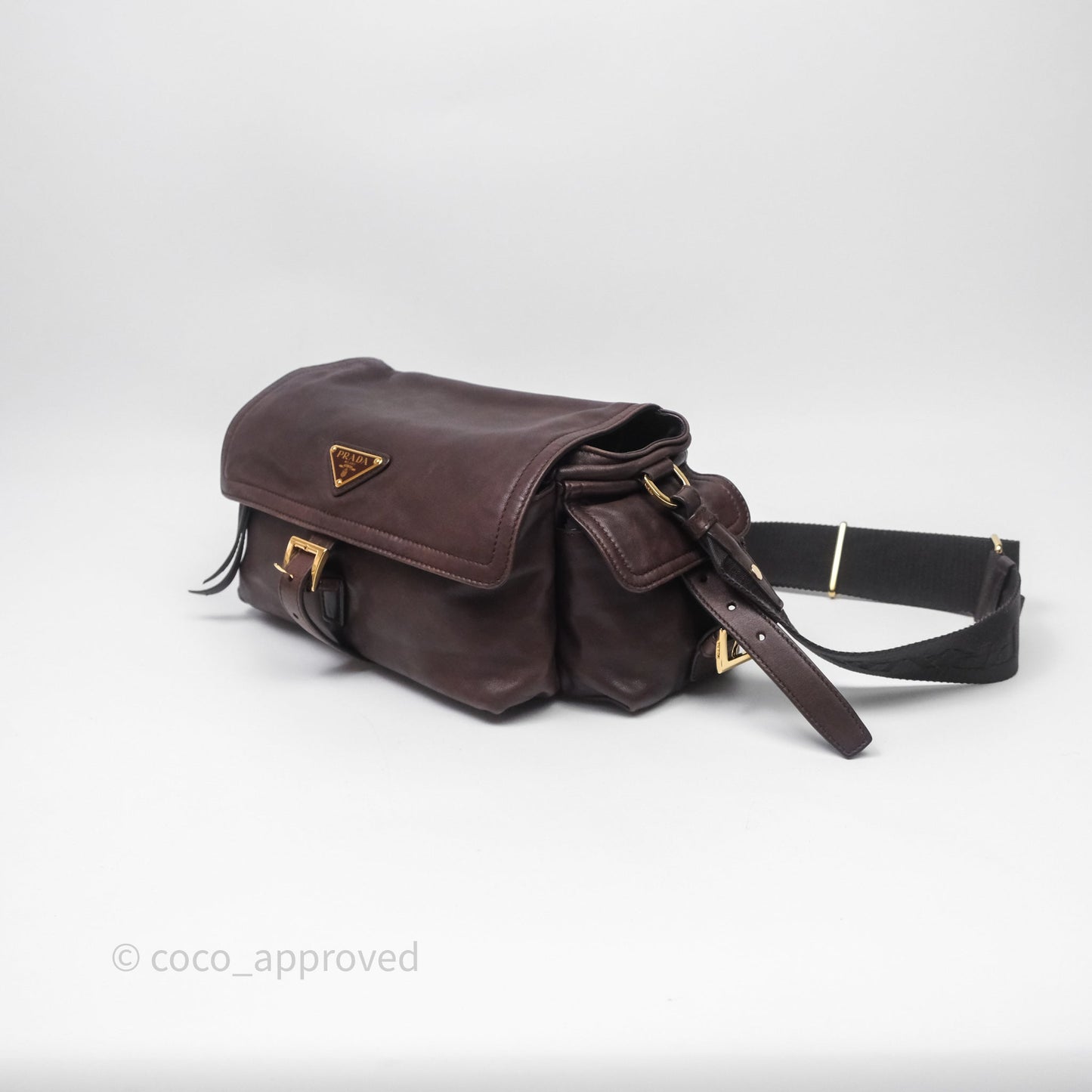 Prada Explore Medium Nappa Leather Shoulder Bag Chocolate Brown