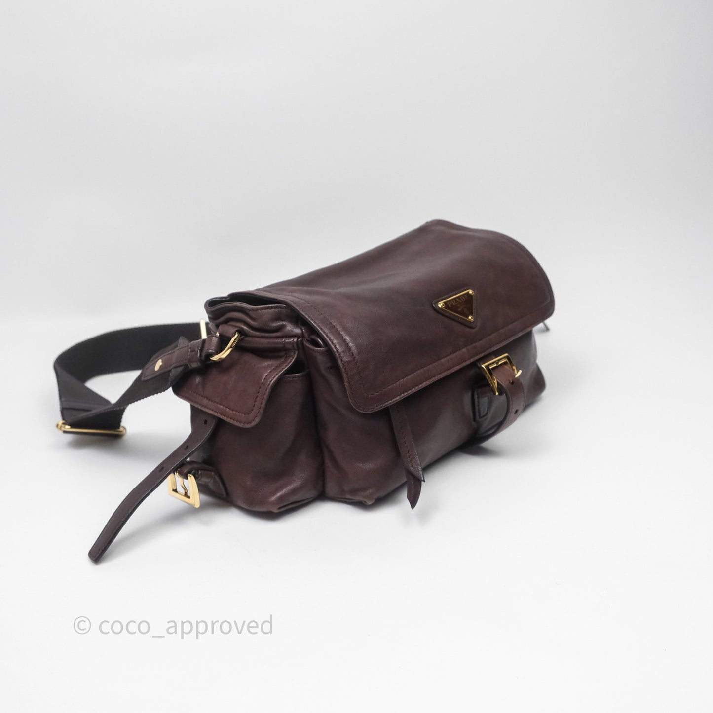 Prada Explore Medium Nappa Leather Shoulder Bag Chocolate Brown