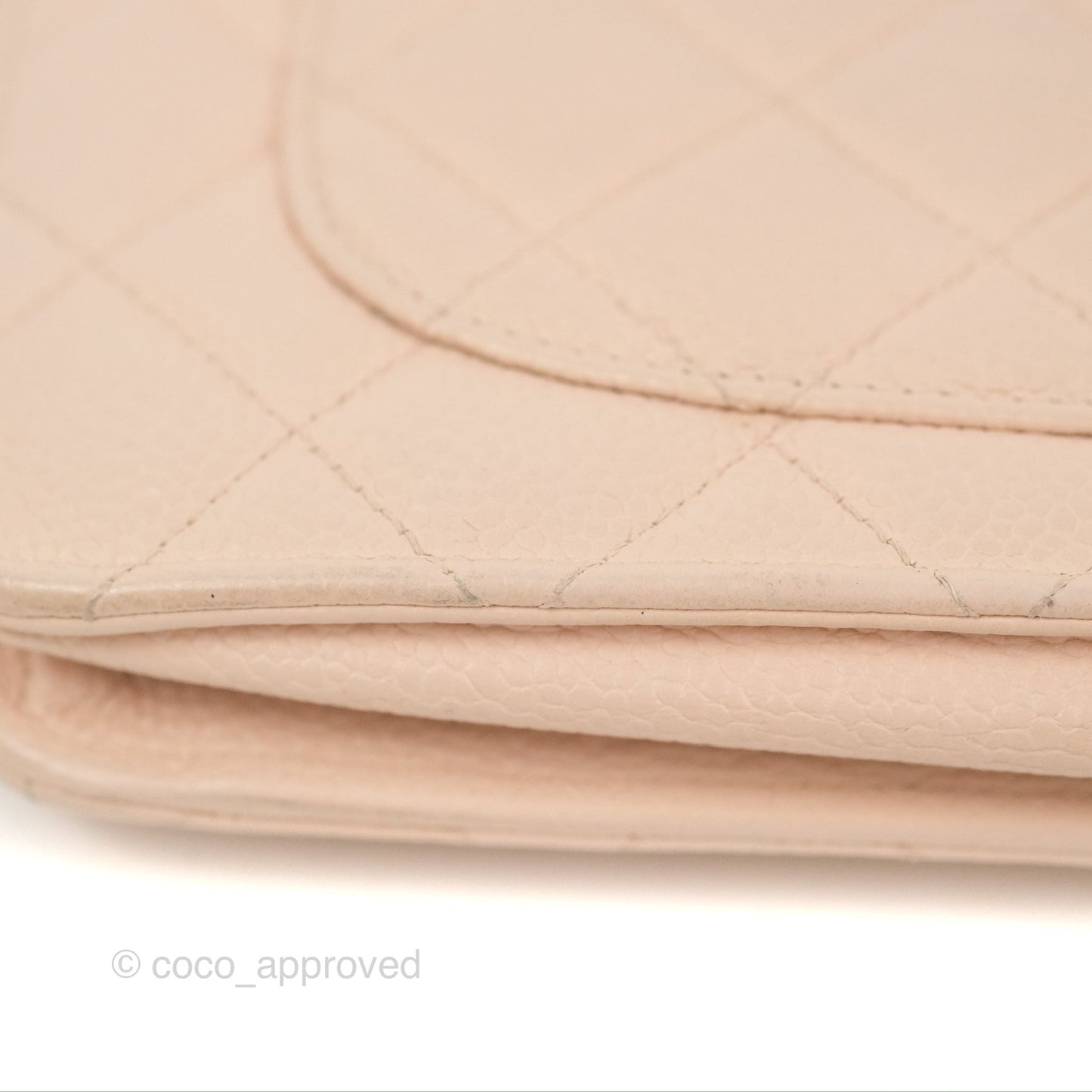 Chanel Quilted Classic Wallet on Chain WOC Pale Pink Caviar Silver Hardware