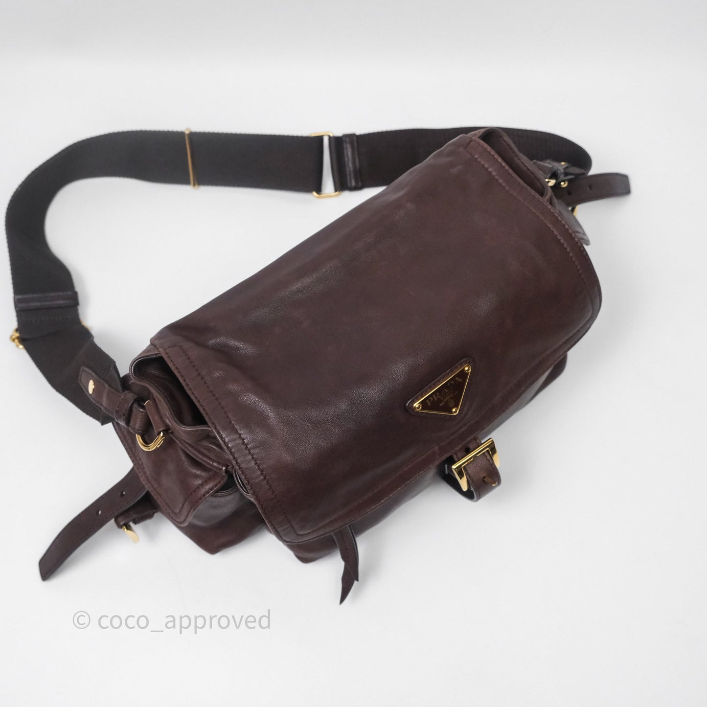 Prada Explore Medium Nappa Leather Shoulder Bag Chocolate Brown